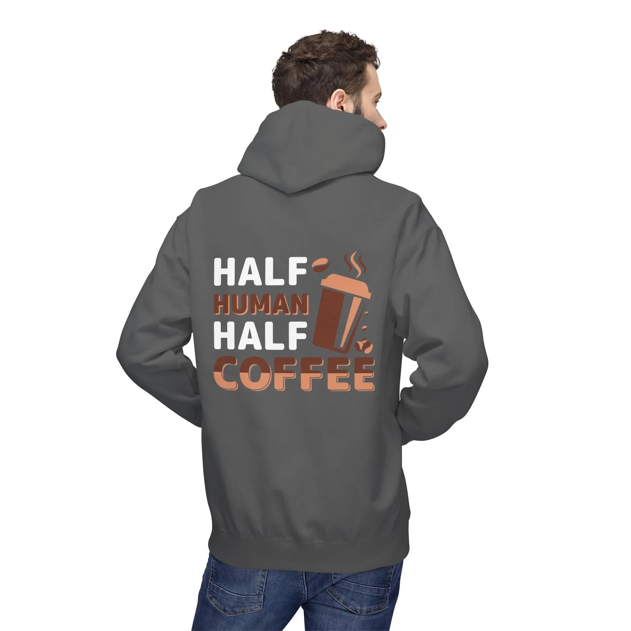 Cozy Coffee Lover's Fleece Hoodie: Half Human, Half Brewed Bliss