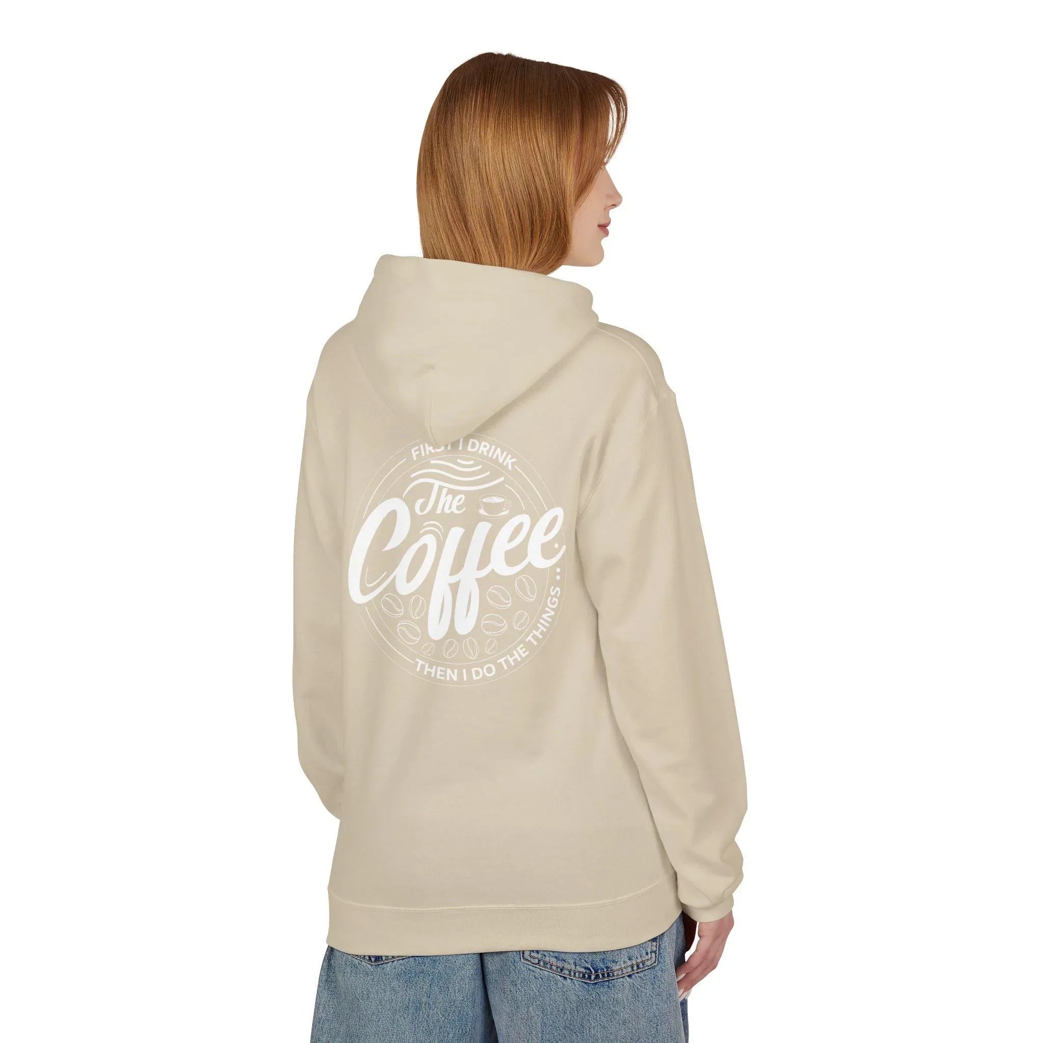 Cozy Up with the "Coffee First" Premium Fleece Hoodie
