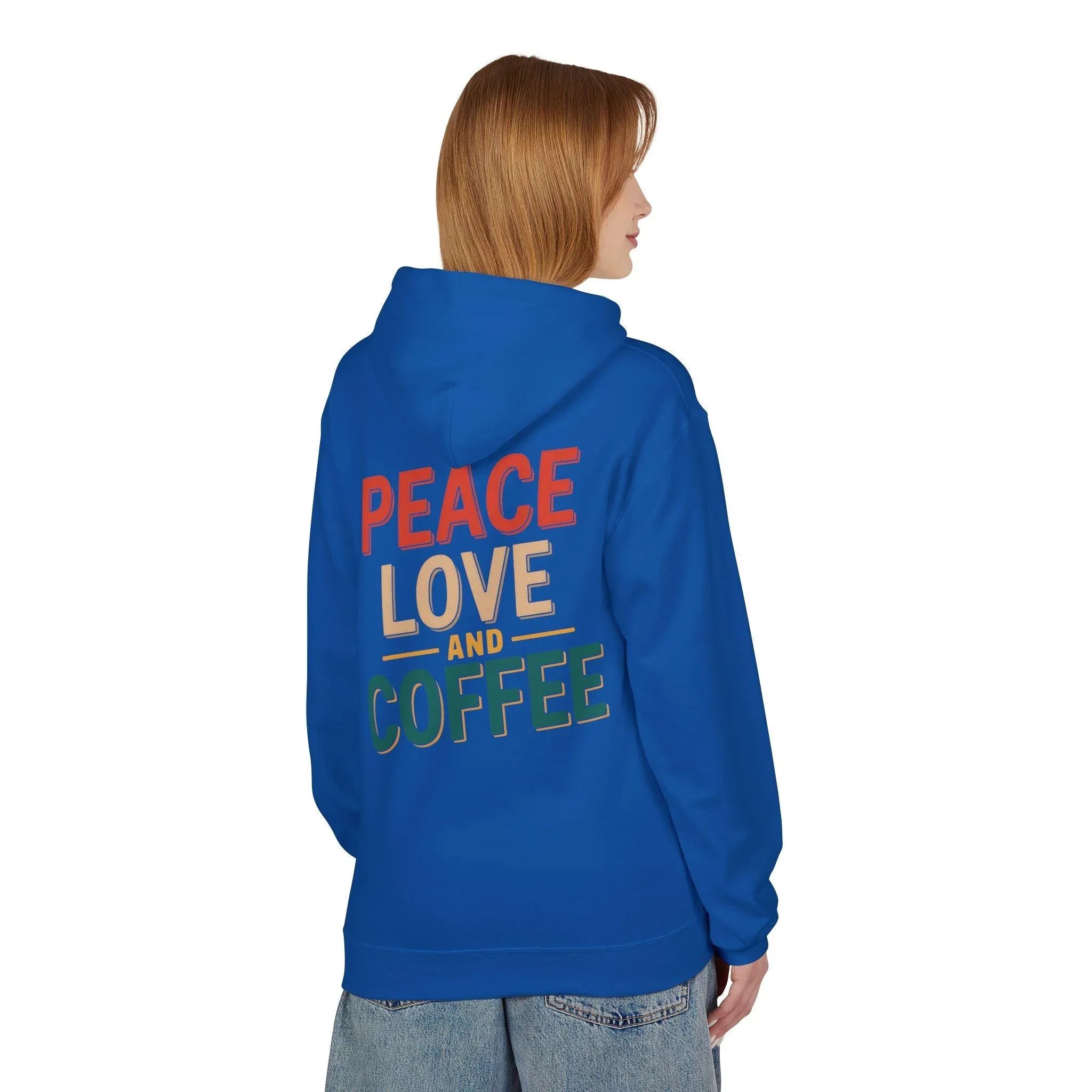 Cozy Coffee Vibes: Ultimate Peace, Love & Comfort Fleece Hoodie