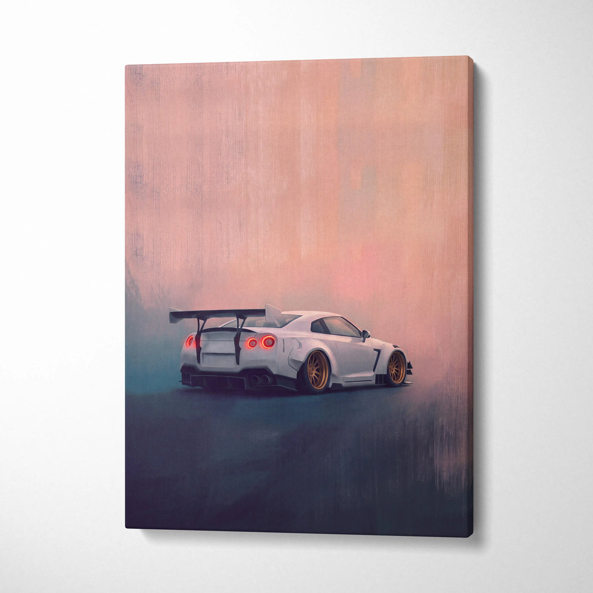 Nissan GT-R R35 Inspired Car Wall Art - White Widebody Supercar Canvas Painting