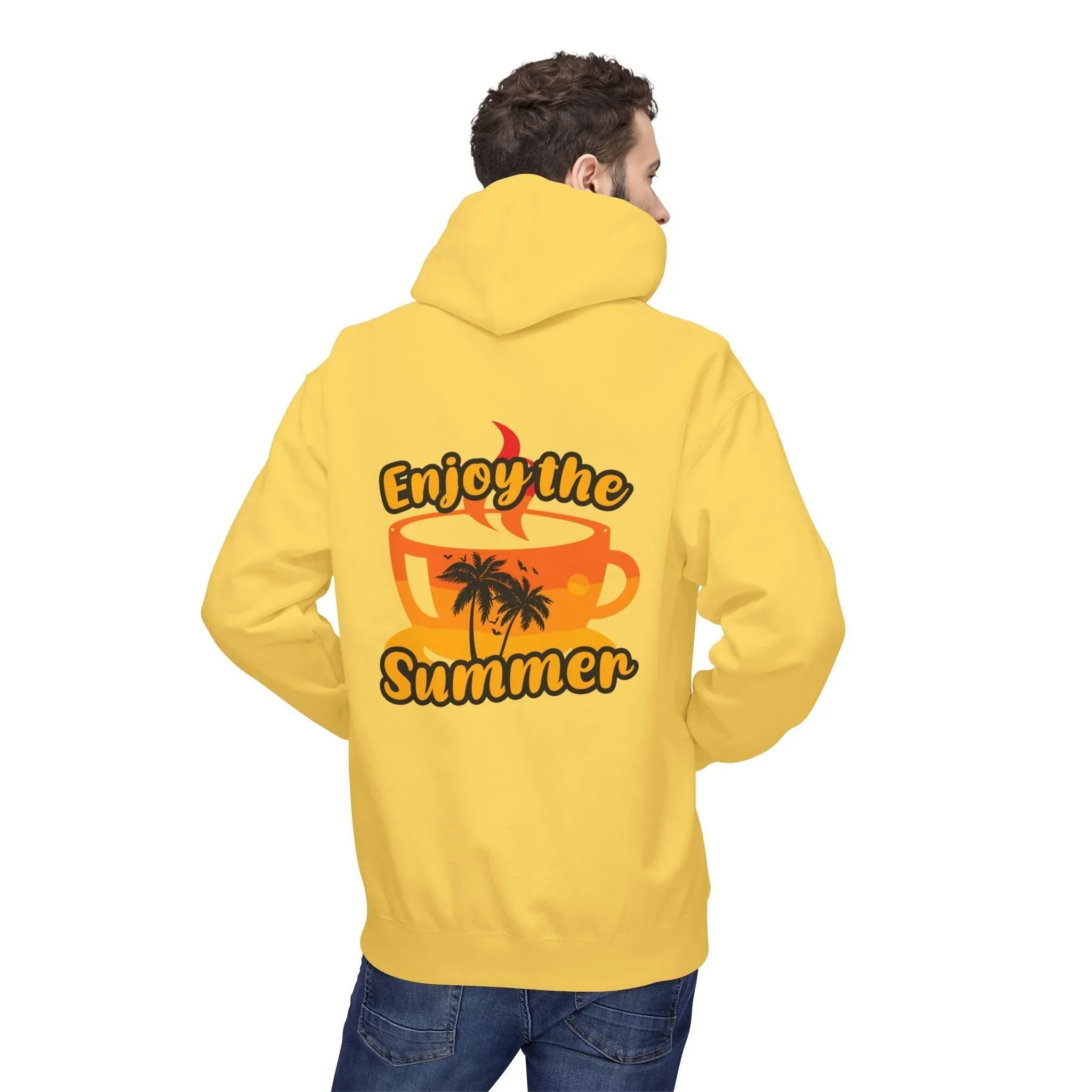 Cozy "Summer Vibes" Coffee Fleece Hoodie for Ultimate Comfort and Style