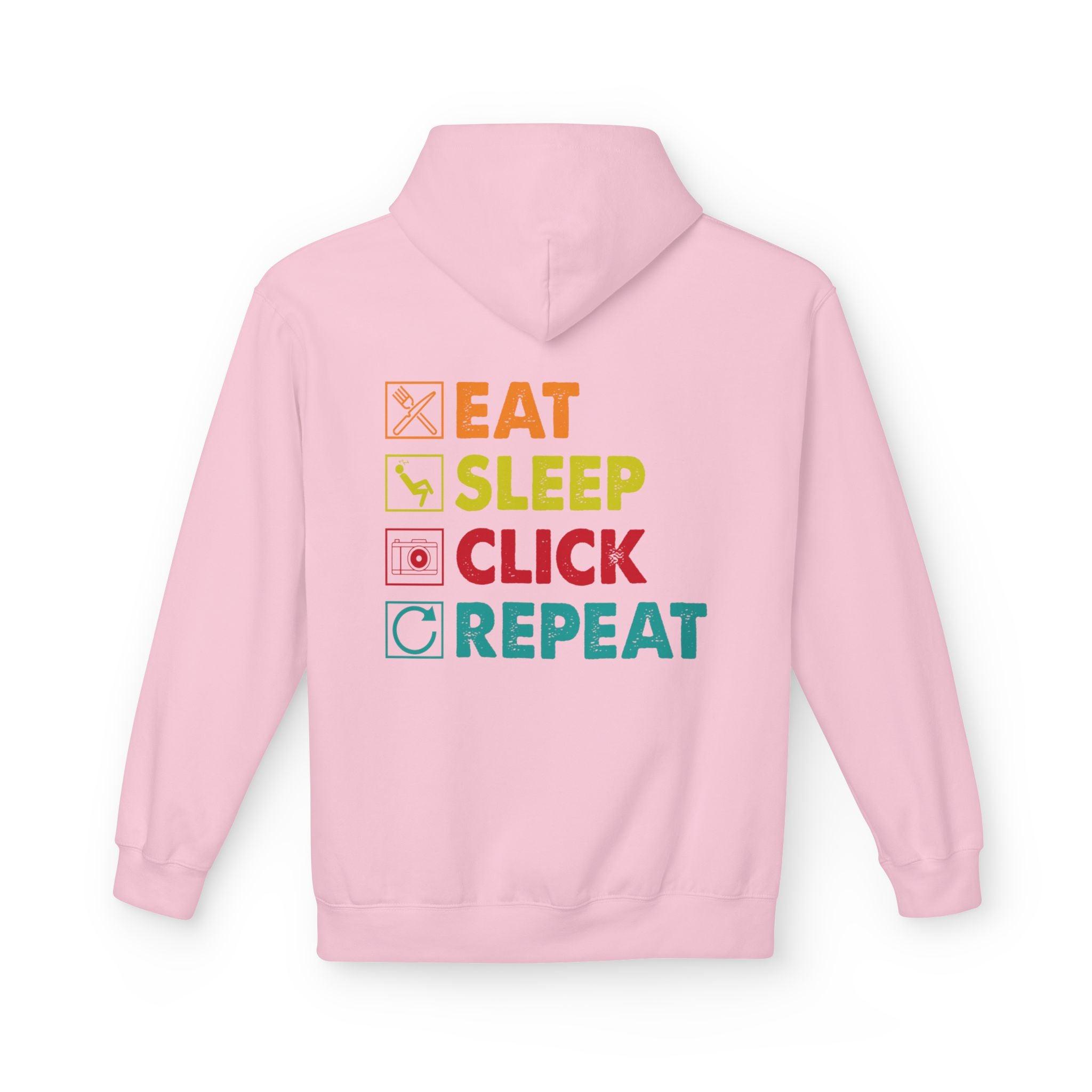 Cozy Photographer Hoodie - "Capture the Moment: Eat, Sleep, Click, Repeat" Fleece Design