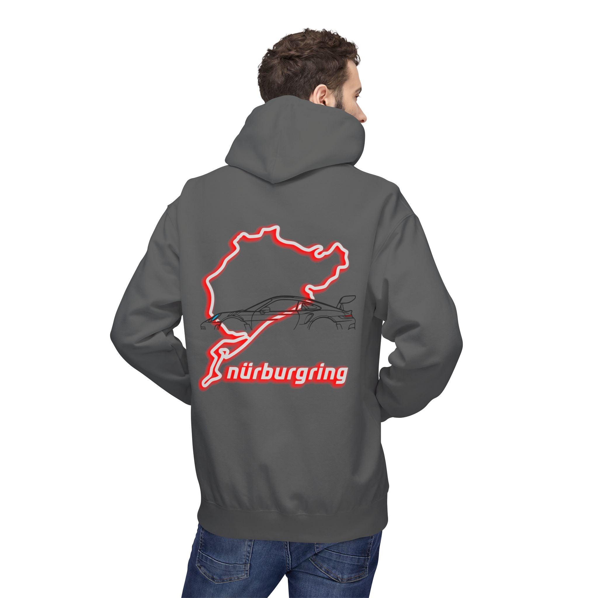 Porsche GT3RS Red Eyes Fleece Hoodie - Nürburgring Race Track Style