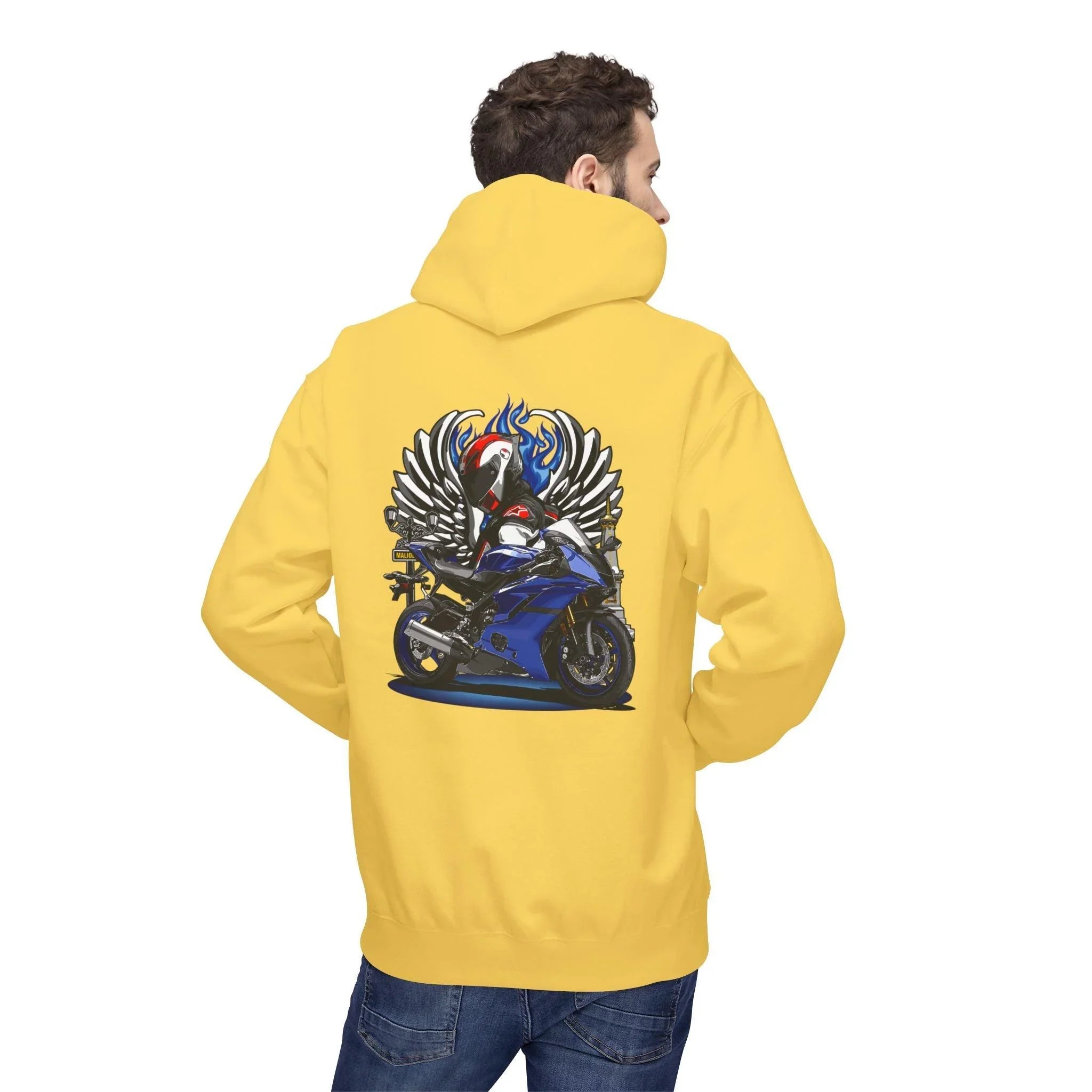 Yamaha R6 Winged Biker Fleece Hoodie - Ultimate Comfort for Motorcycle Lovers