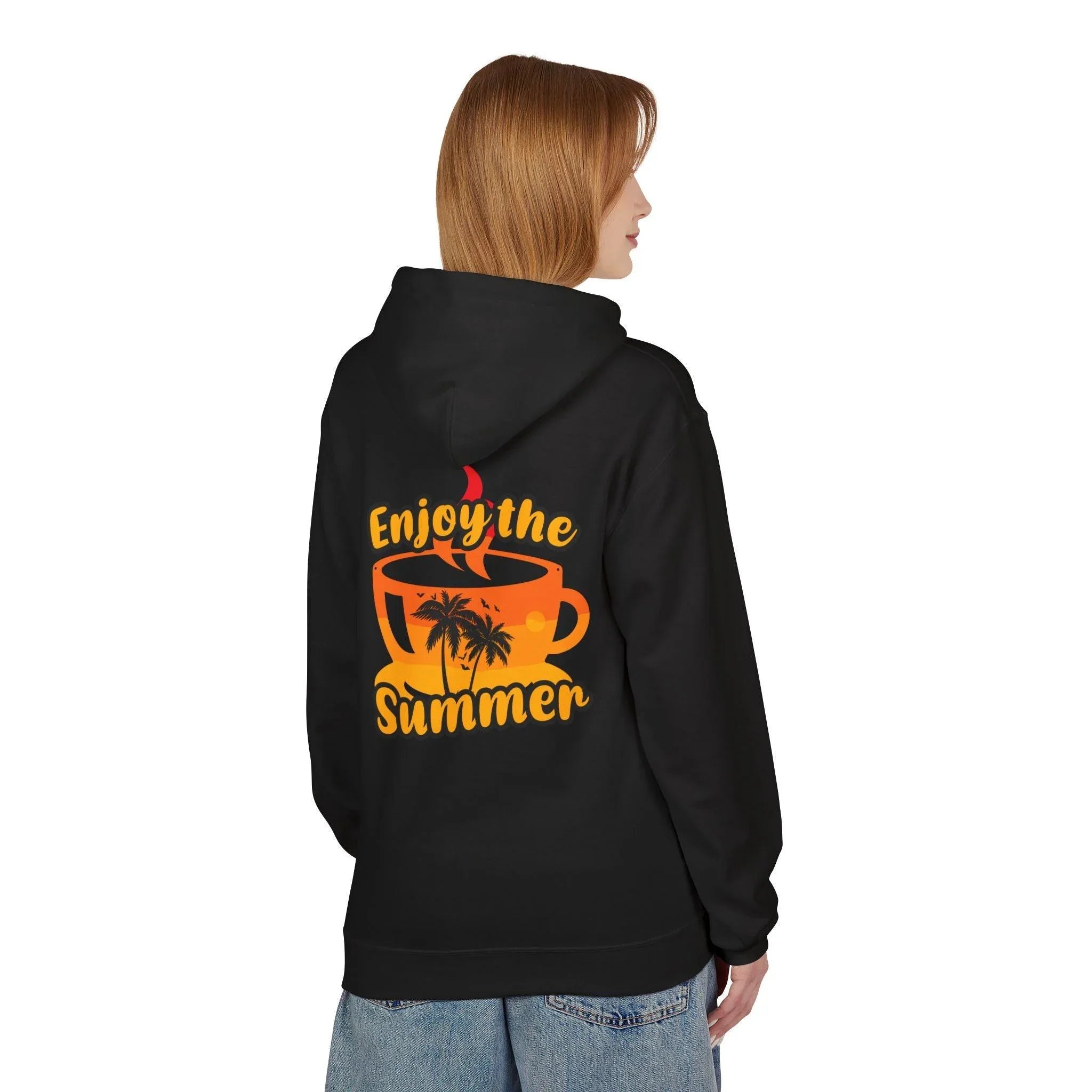 Cozy "Summer Vibes" Coffee Fleece Hoodie for Ultimate Comfort and Style