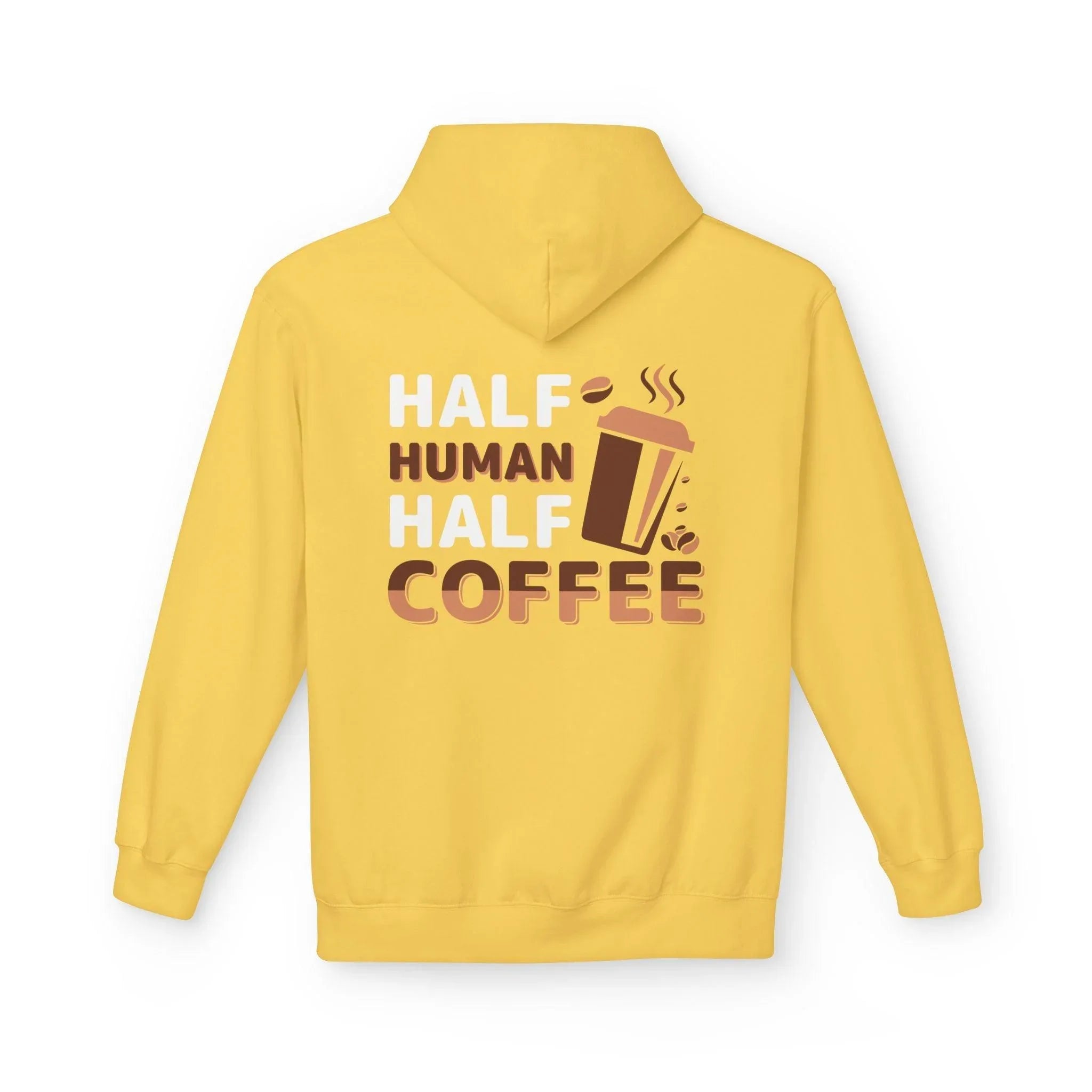 Cozy Coffee Lover's Fleece Hoodie: Half Human, Half Brewed Bliss