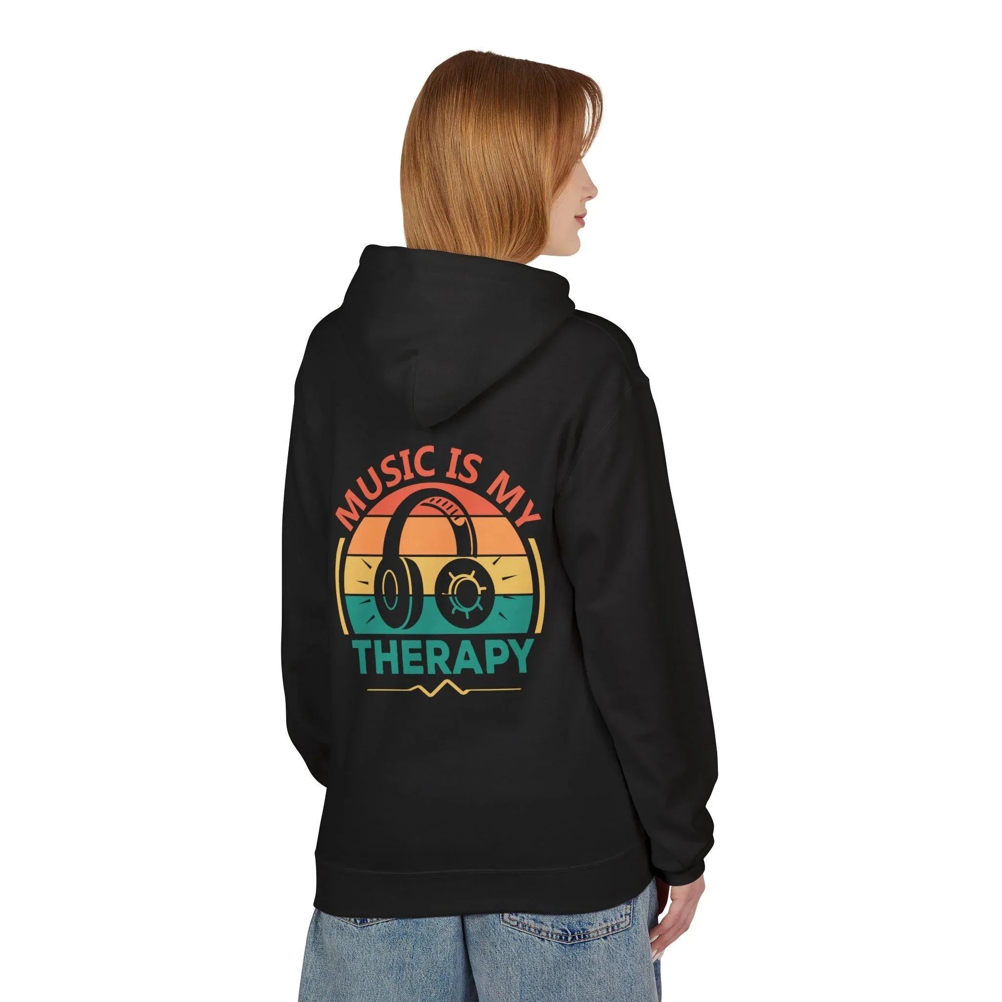 Cozy "Music Is My Therapy" Fleece Hoodie for Ultimate Comfort and Style