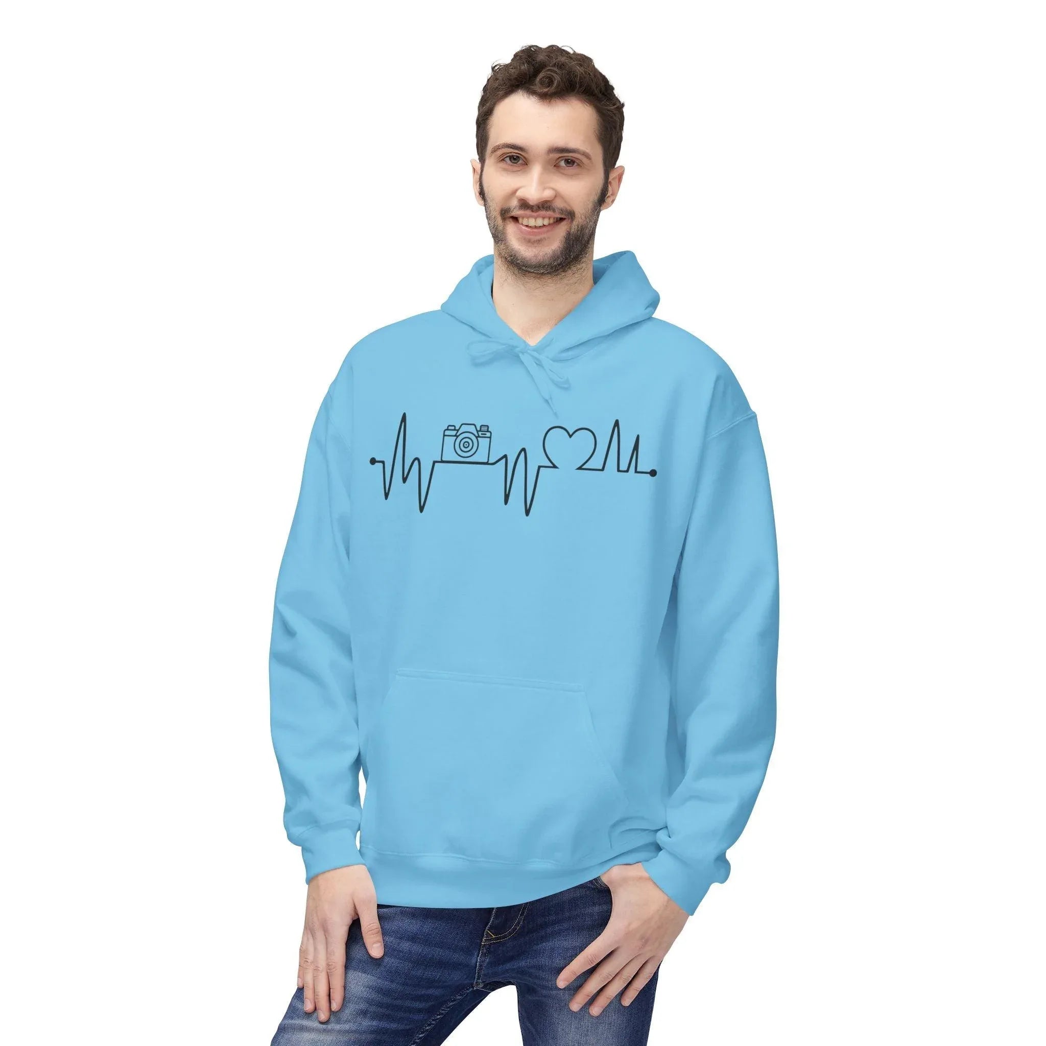 Cozy Photographer's Heartbeat Fleece Hoodie - Ultimate Comfort & Style