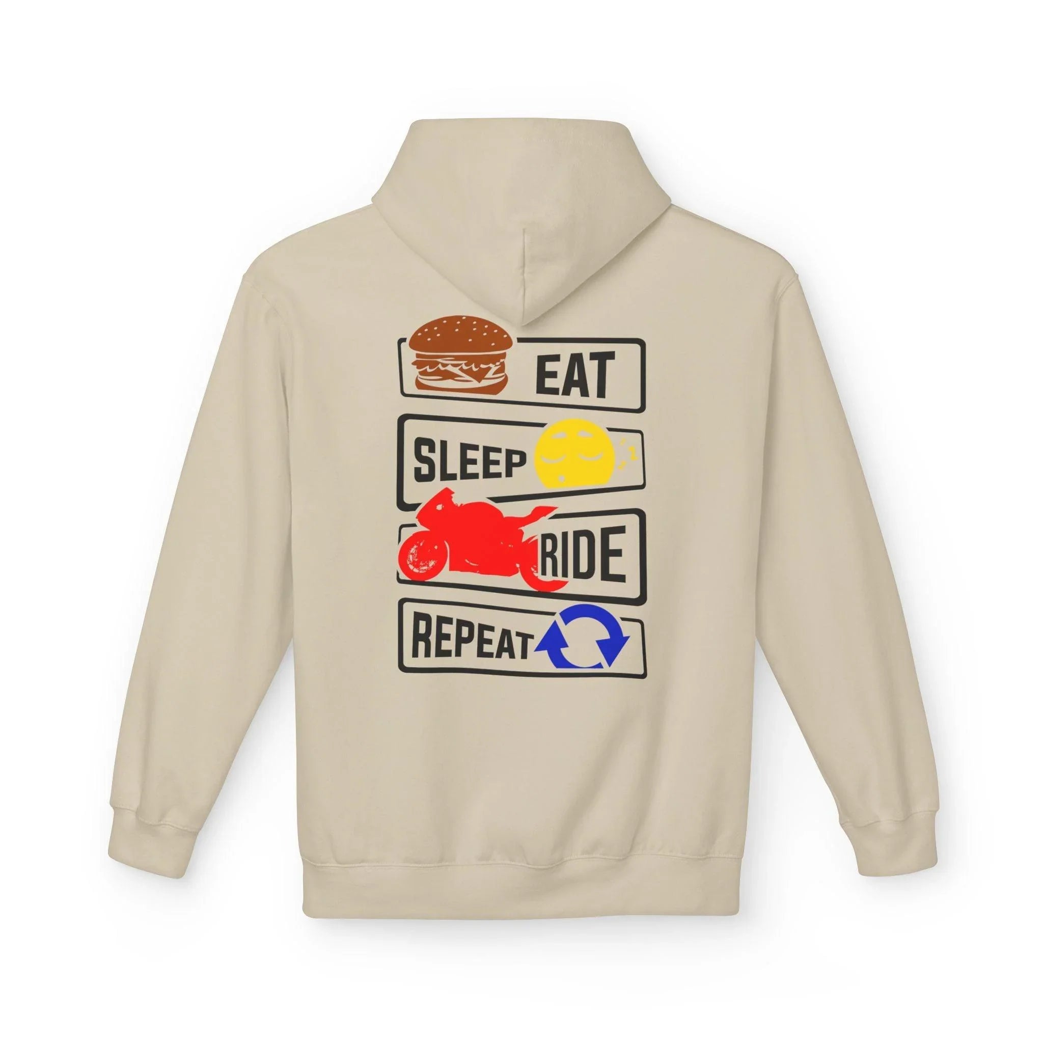 Ride in Style: Eat, Sleep, Repeat Premium Fleece Hoodie
