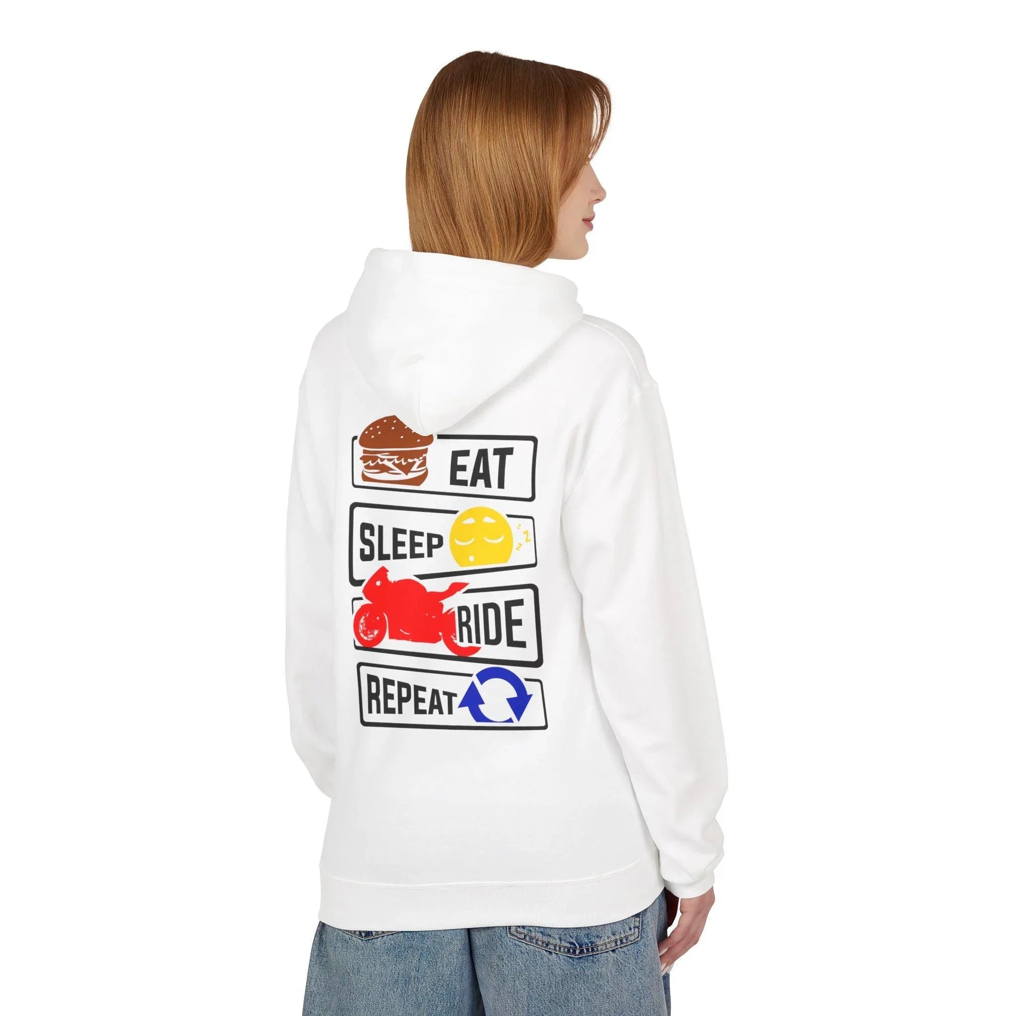Ride in Style: Eat, Sleep, Repeat Premium Fleece Hoodie