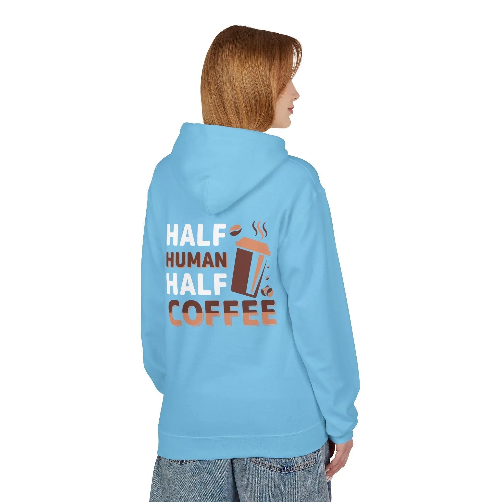 Cozy Coffee Lover's Fleece Hoodie: Half Human, Half Brewed Bliss