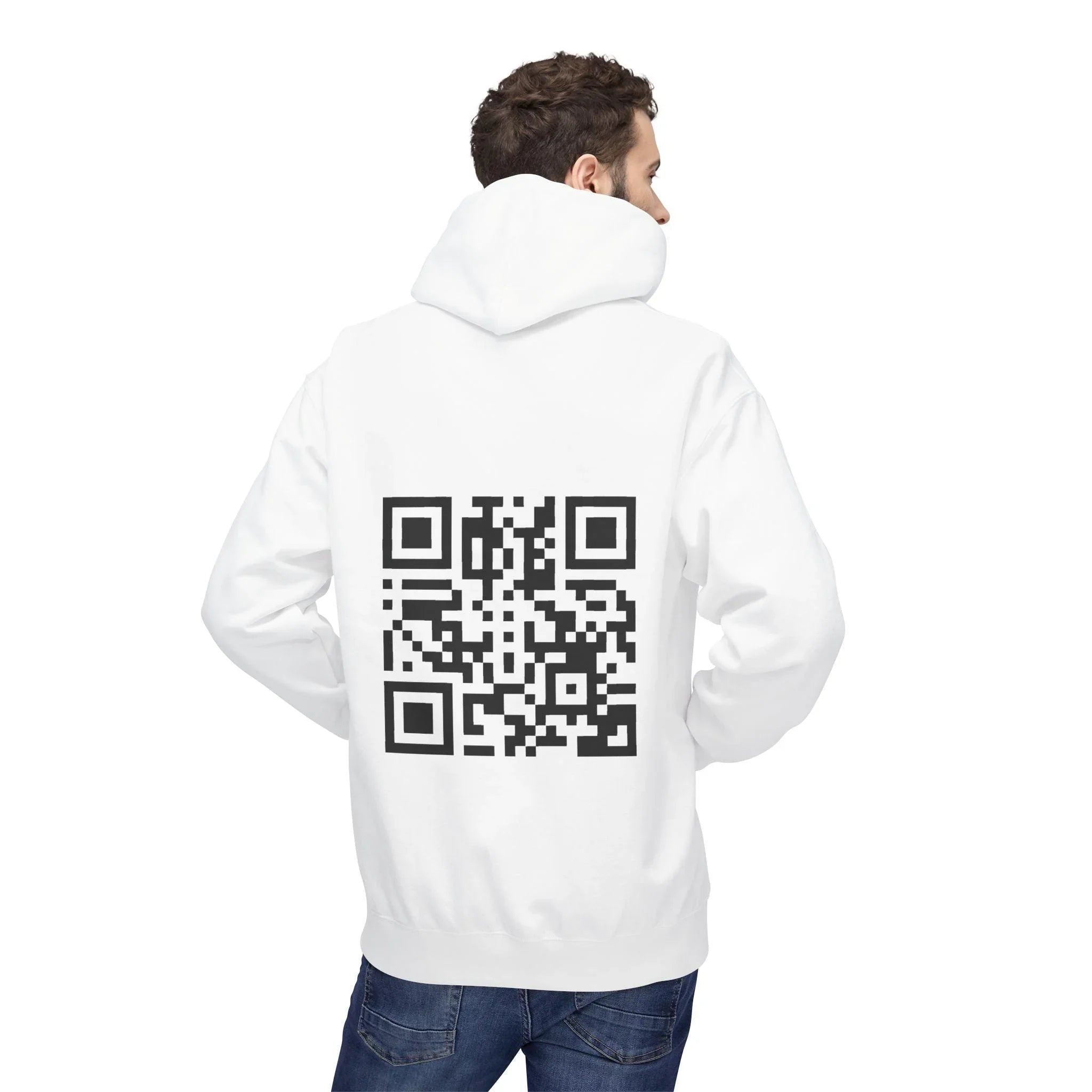 Rickroll QR Code Fleece Hoodie - Fun & Cozy Surprise Apparel