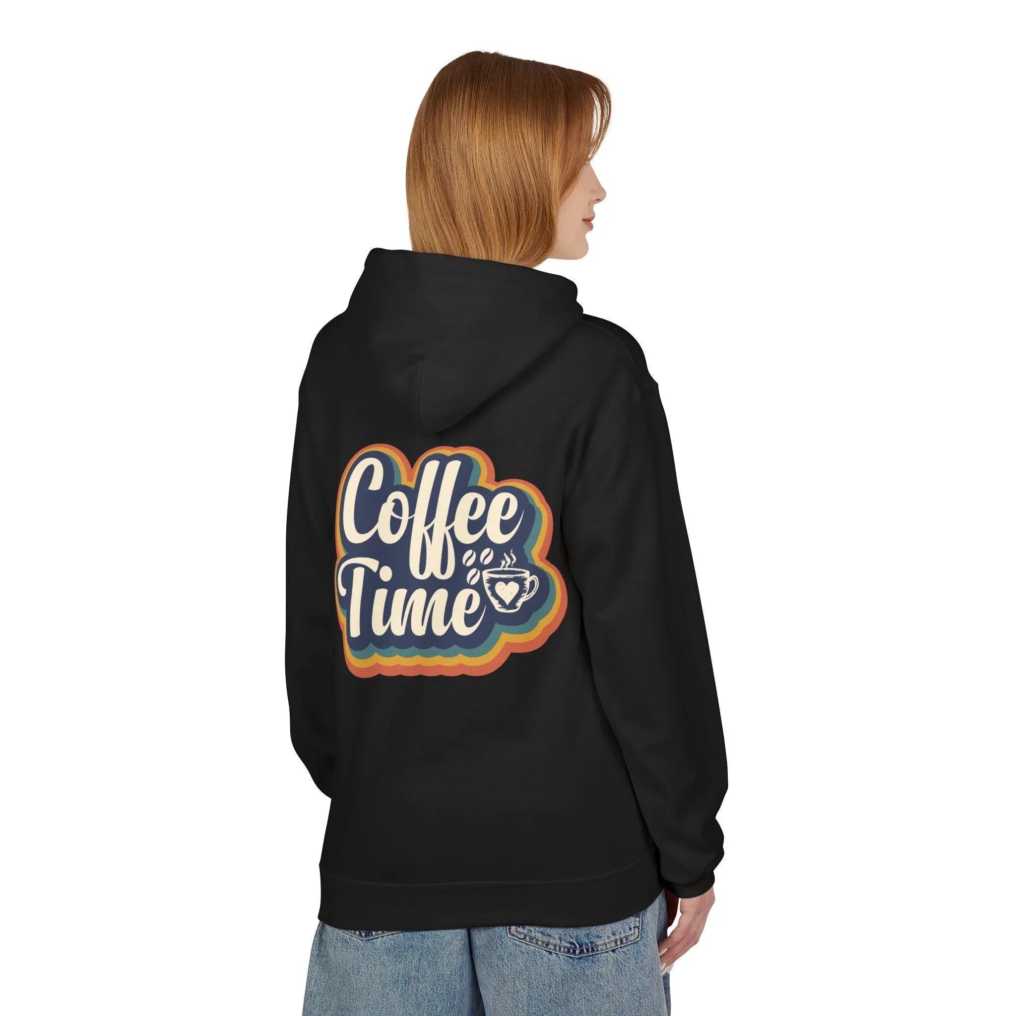 Cozy 'Coffee Time' Fleece Hoodie for Trendy Style and Comfort