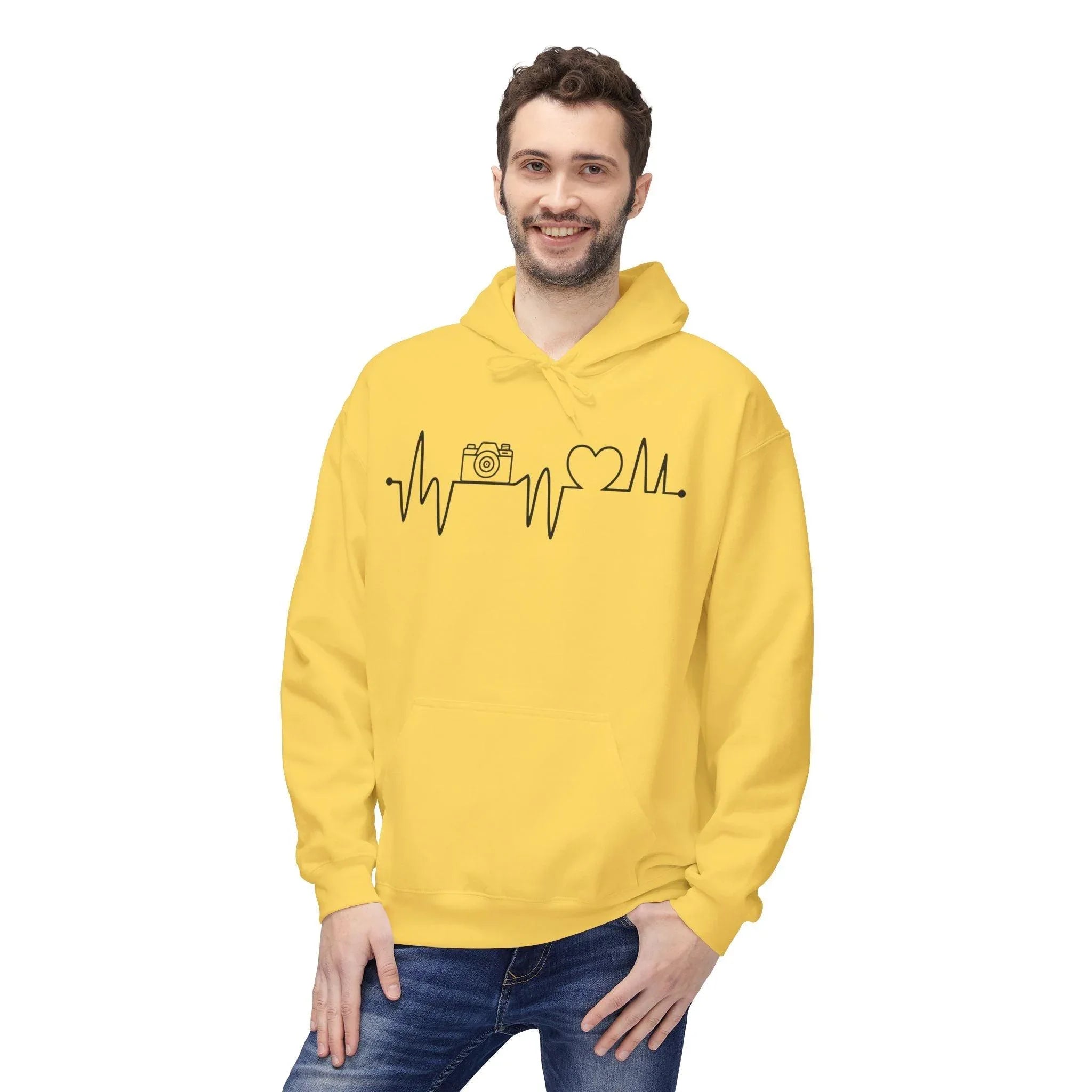 Cozy Photographer's Heartbeat Fleece Hoodie - Ultimate Comfort & Style