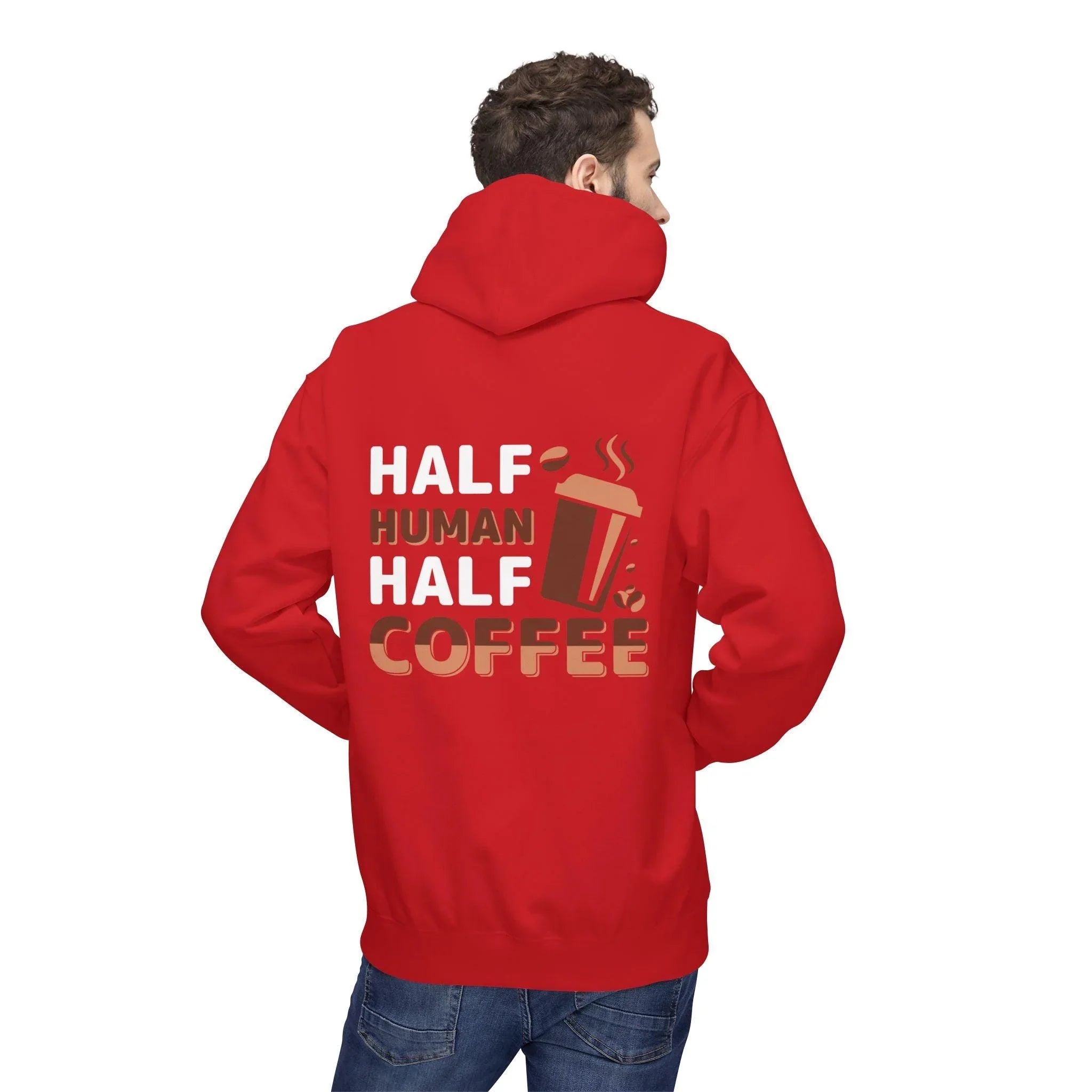 Cozy Coffee Lover's Fleece Hoodie: Half Human, Half Brewed Bliss