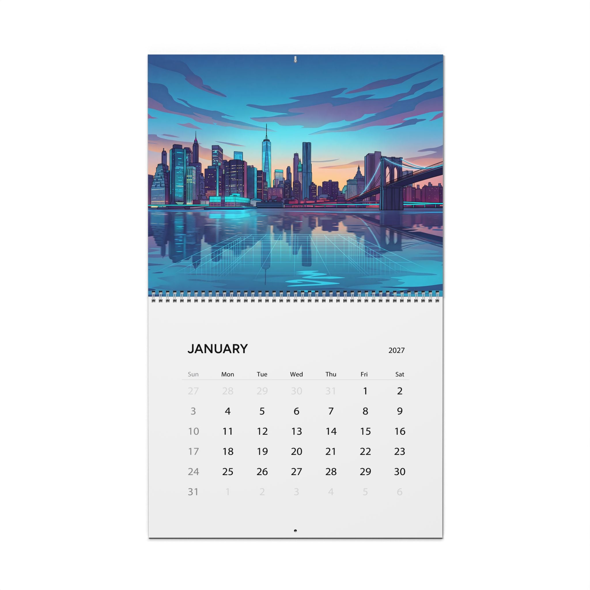2027 Vaporwave Artwork Wall Calendar – Colorful Retro Futuristic Artwork
