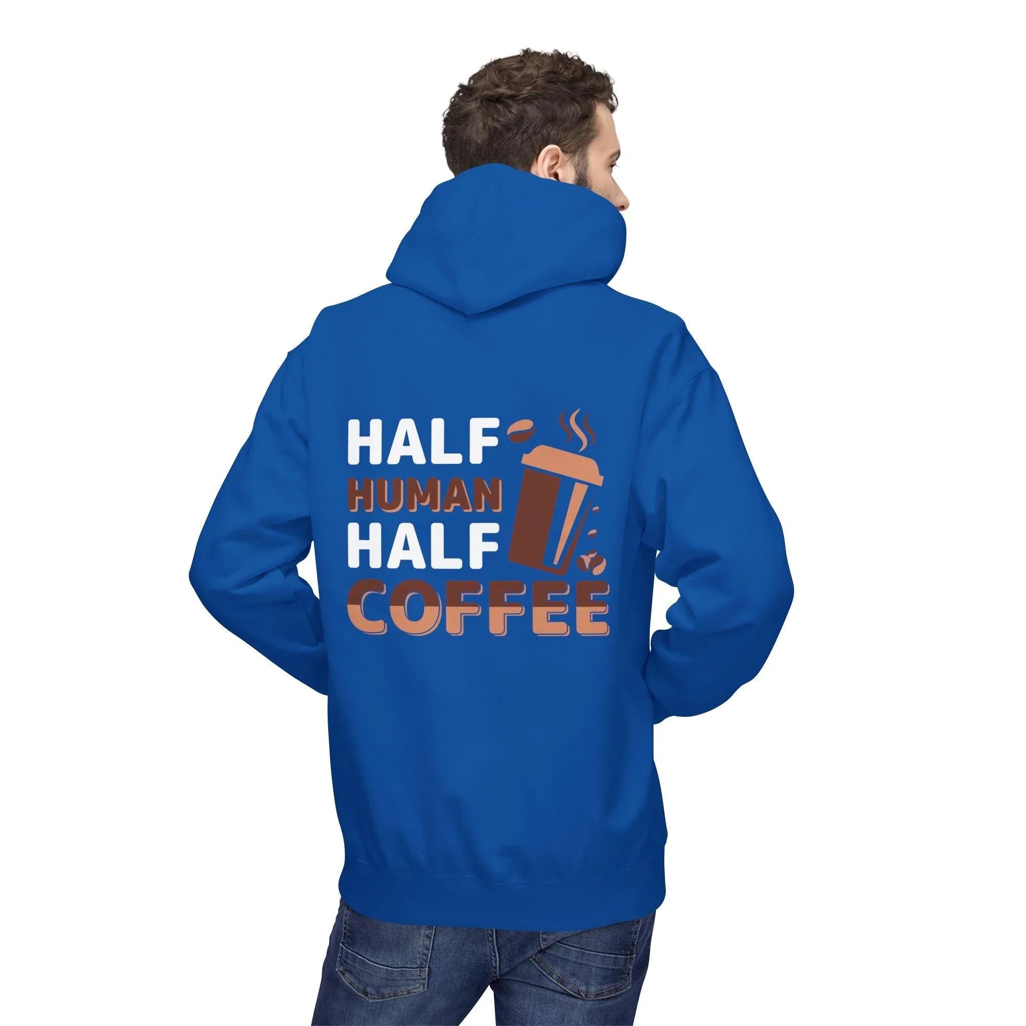 Cozy Coffee Lover's Fleece Hoodie: Half Human, Half Brewed Bliss