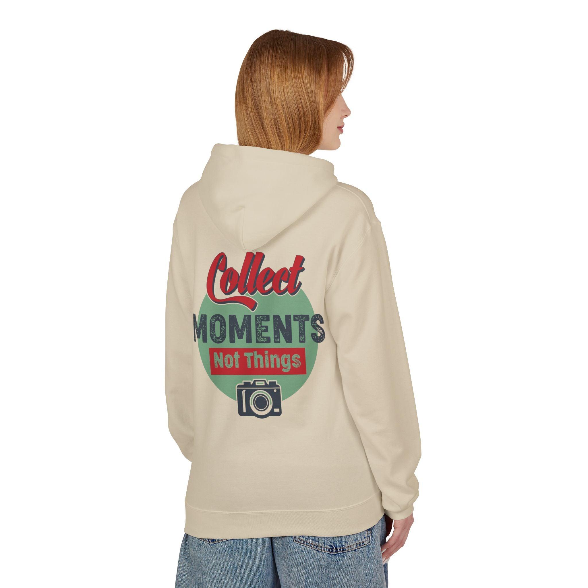 Adventure-Ready Fleece Hoodie: 'Collect Moments, Not Things' for Passionate Photographers