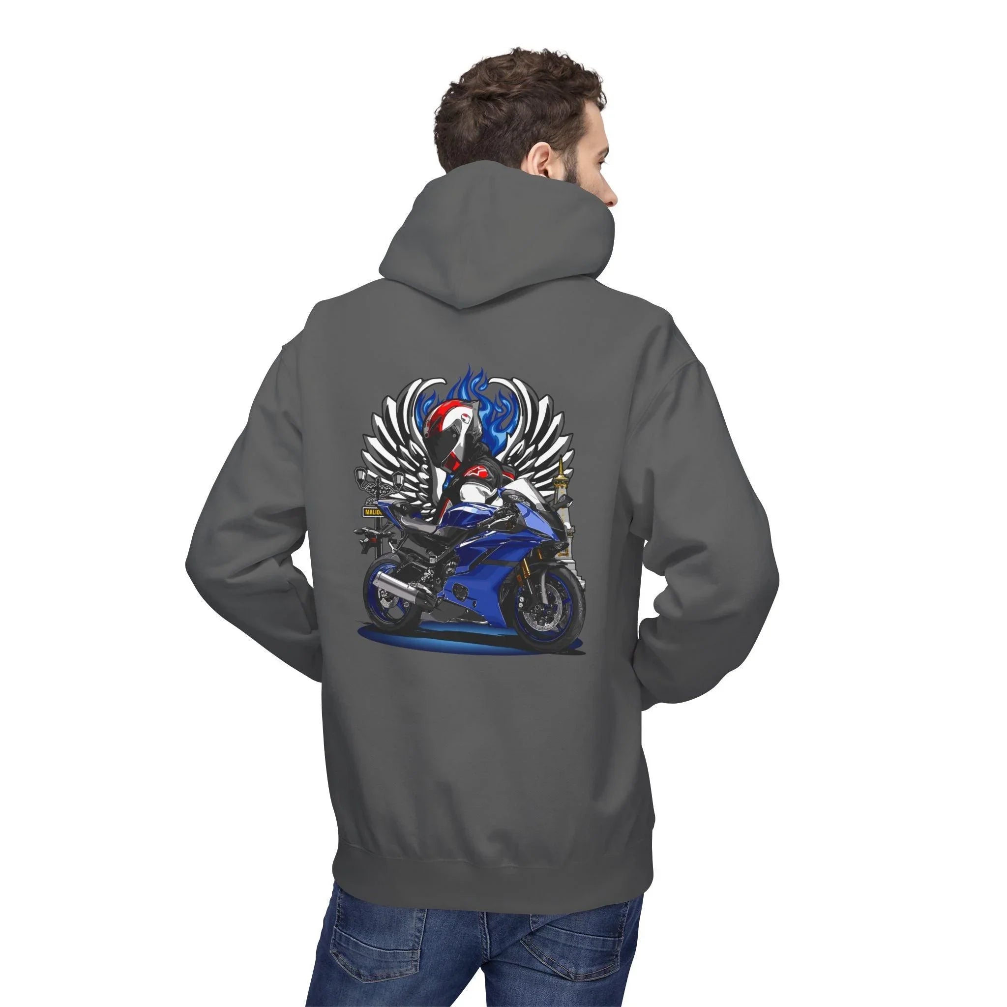 Yamaha R6 Winged Biker Fleece Hoodie - Ultimate Comfort for Motorcycle Lovers