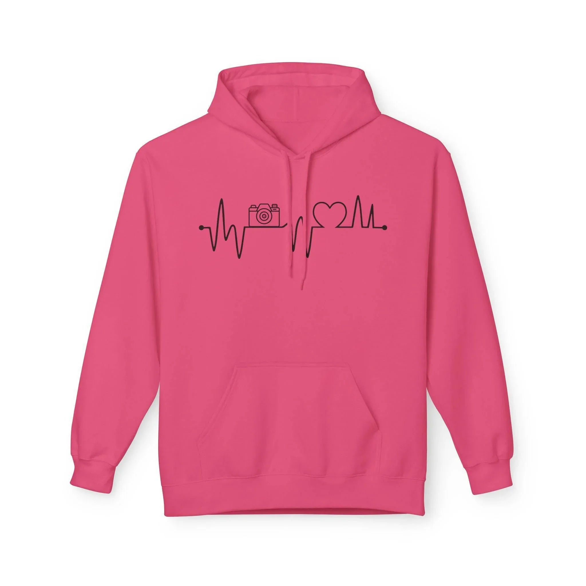 Cozy Photographer's Heartbeat Fleece Hoodie - Ultimate Comfort & Style