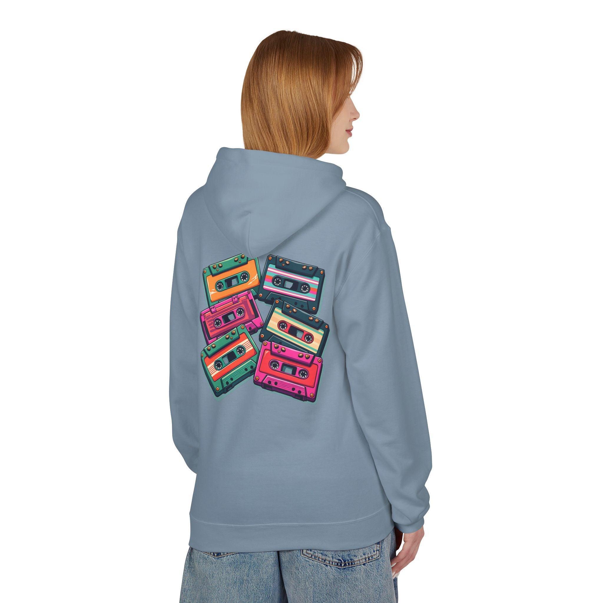 Nostalgic Cassette Tapes Cozy Fleece Hoodie for Ultimate Comfort