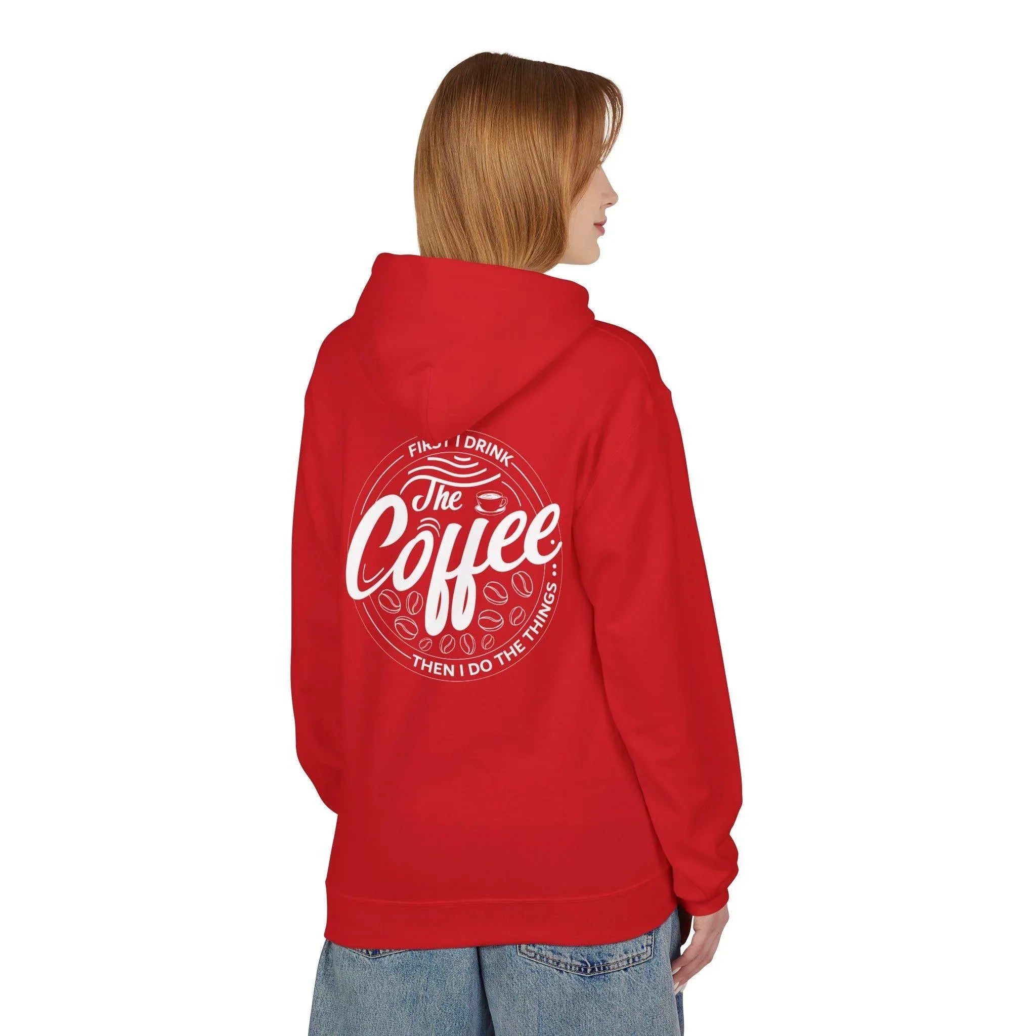 Cozy Up with the "Coffee First" Premium Fleece Hoodie