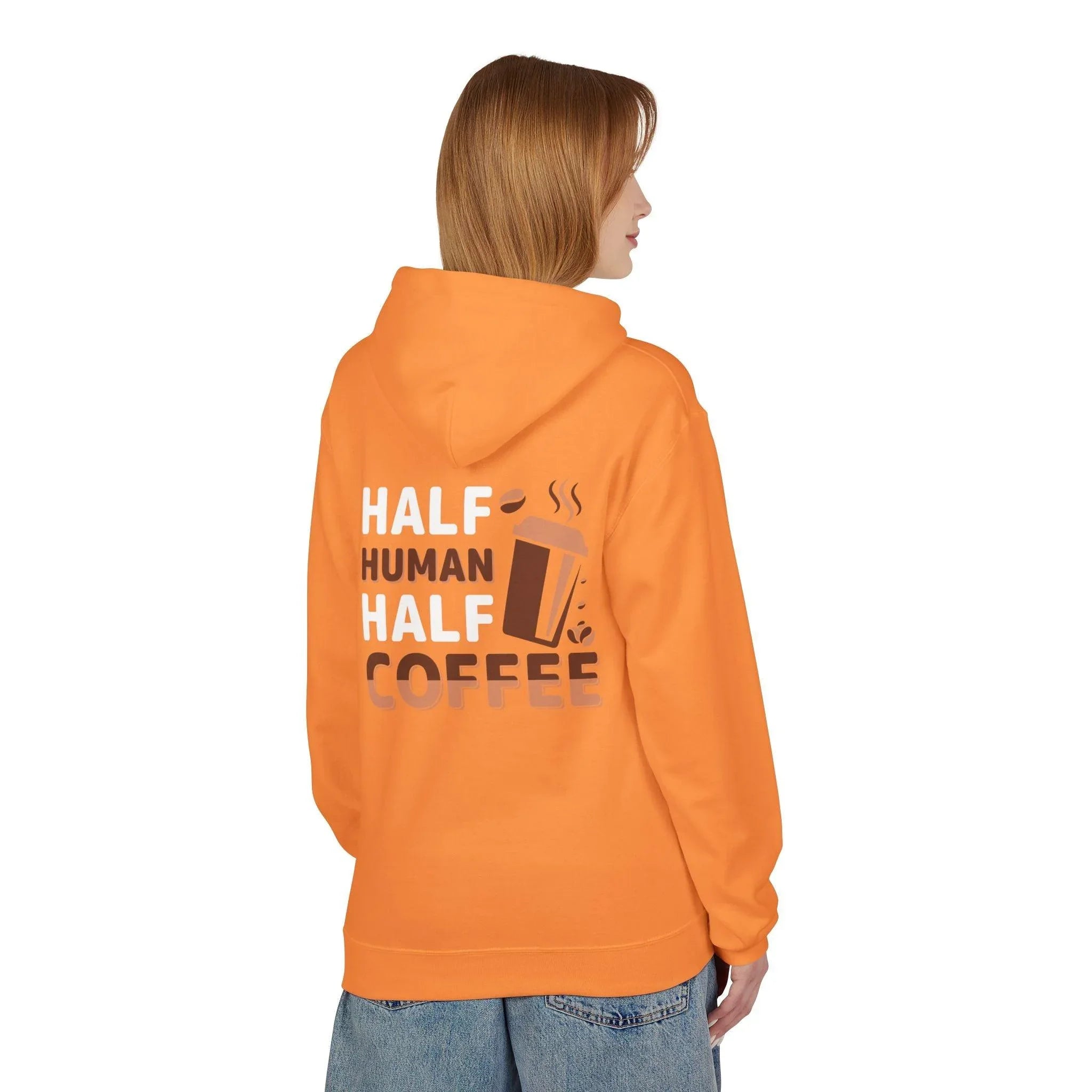 Cozy Coffee Lover's Fleece Hoodie: Half Human, Half Brewed Bliss