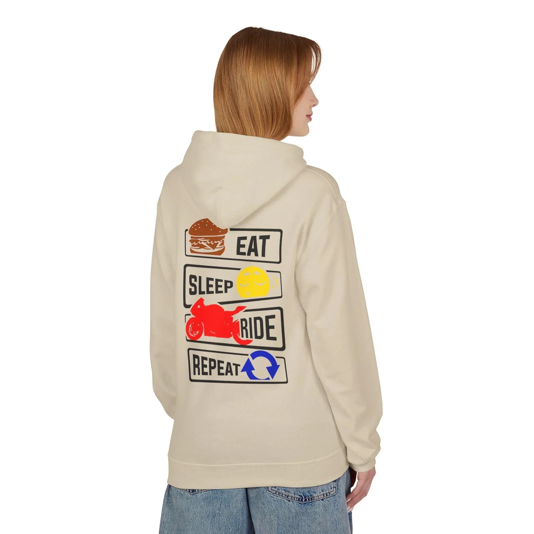 Ride in Style: Eat, Sleep, Repeat Premium Fleece Hoodie