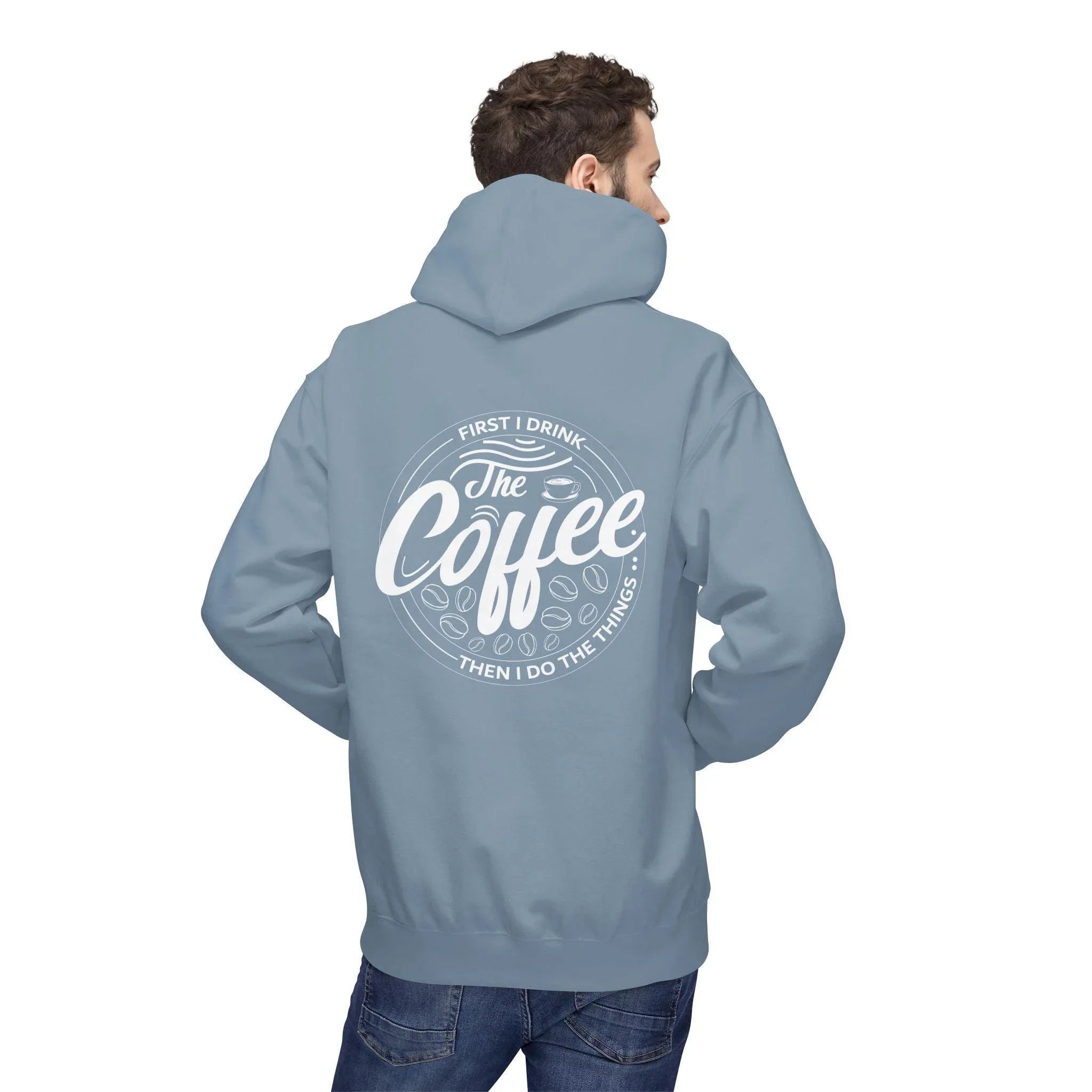 Cozy Up with the "Coffee First" Premium Fleece Hoodie