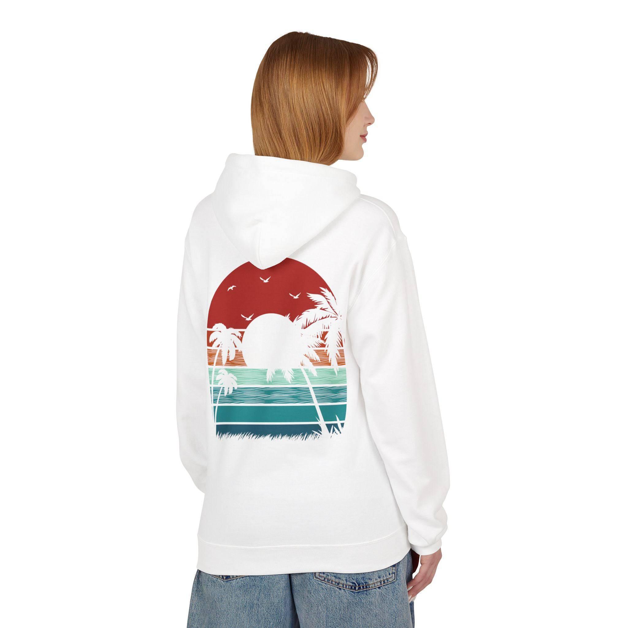 Cozy Retro Palm Tree Sunset Fleece Pullover Hoodie for Ultimate Comfort