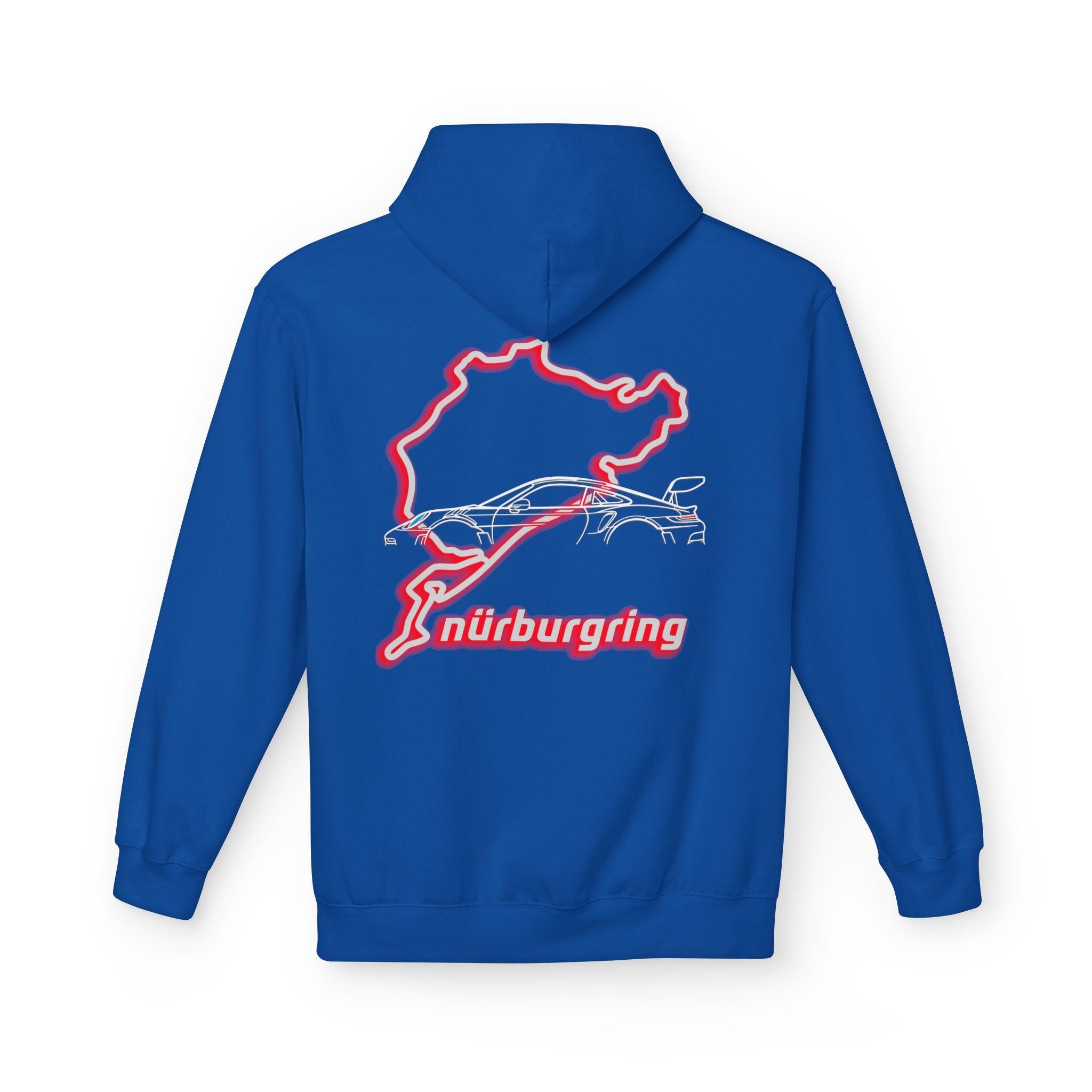 Porsche GT3RS Red Eyes Fleece Hoodie - Nürburgring Race Track Style