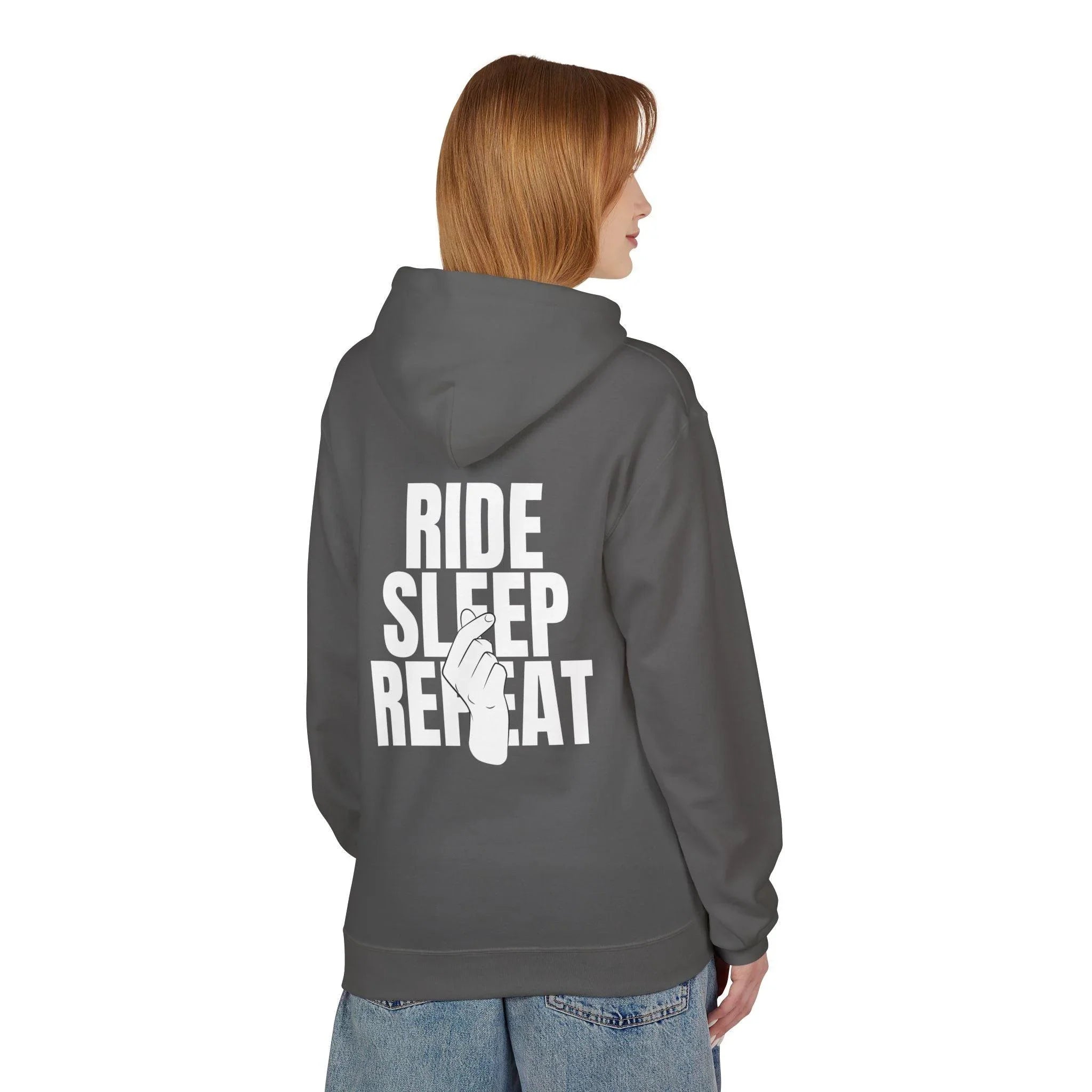 Cozy Comfort "Ride, Sleep, Repeat" Fleece Hoodie