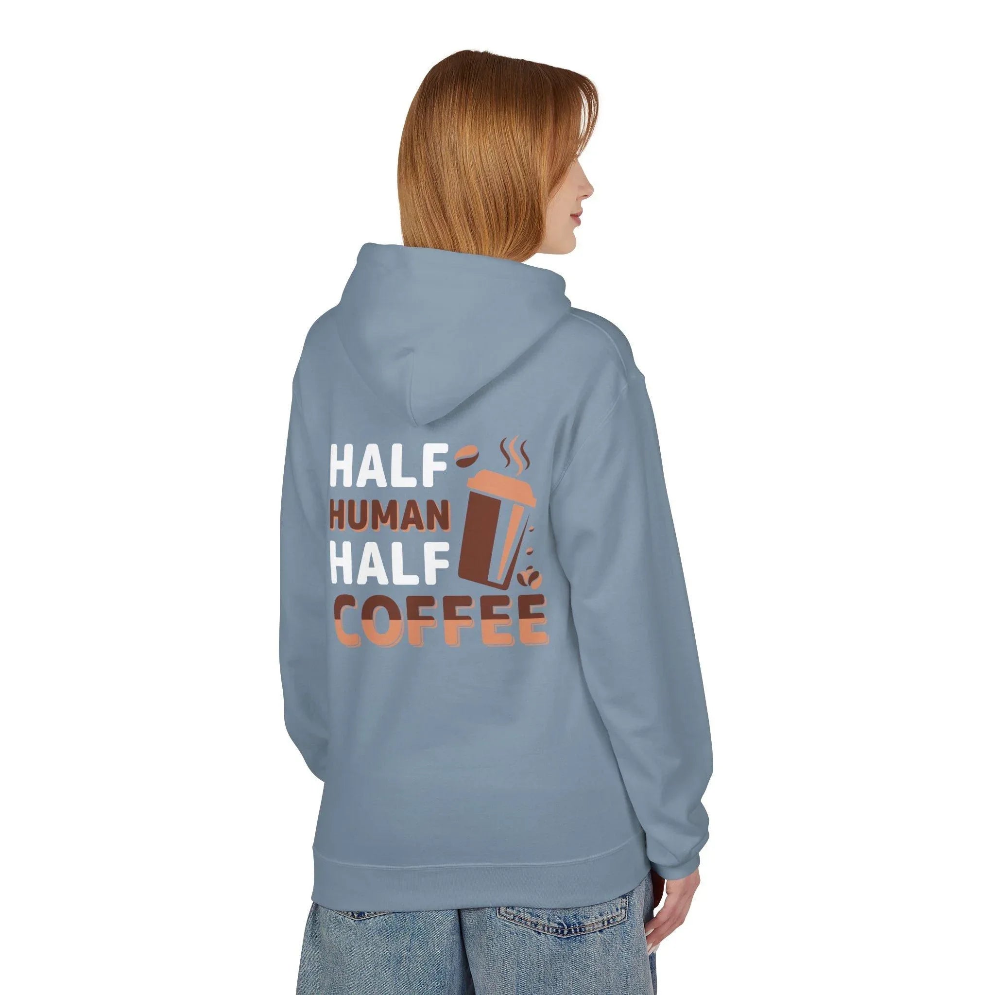 Cozy Coffee Lover's Fleece Hoodie: Half Human, Half Brewed Bliss