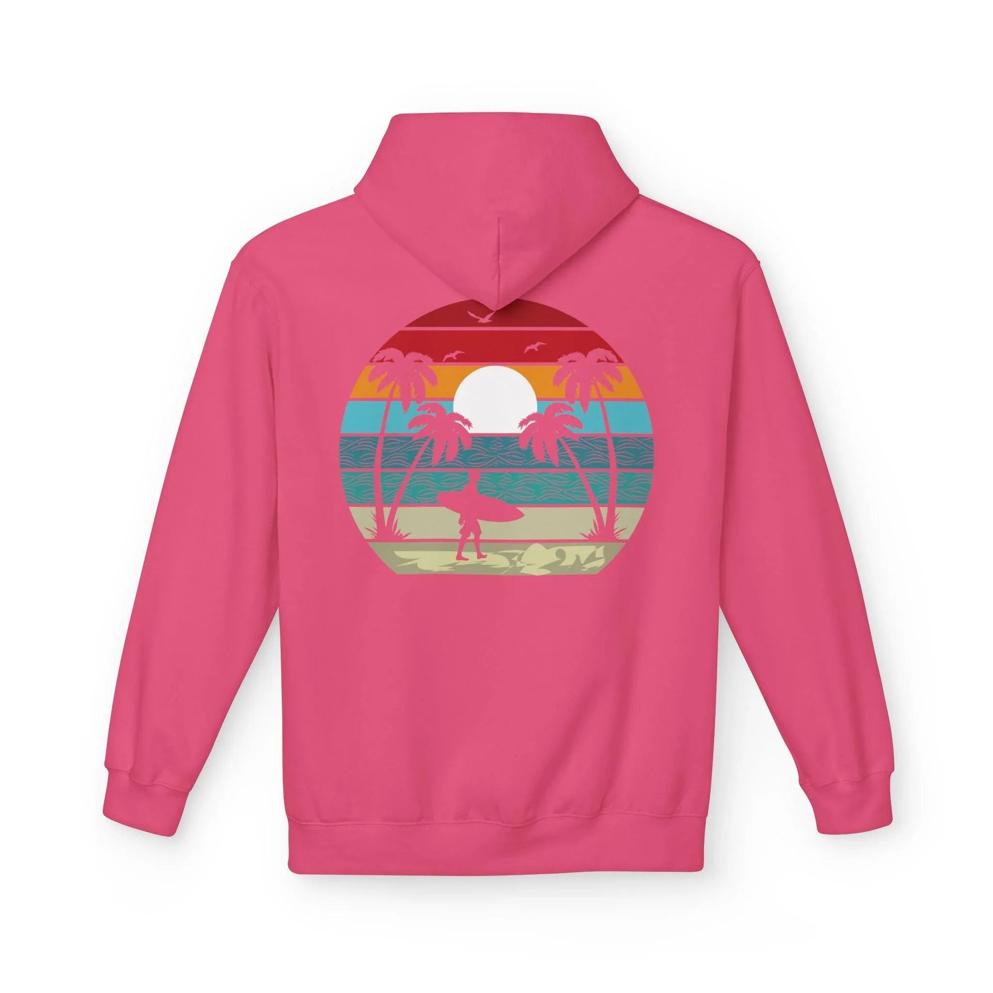 Classic Coastal Vibes Fleece Hoodie - Retro Surfer Style for Ultimate Comfort