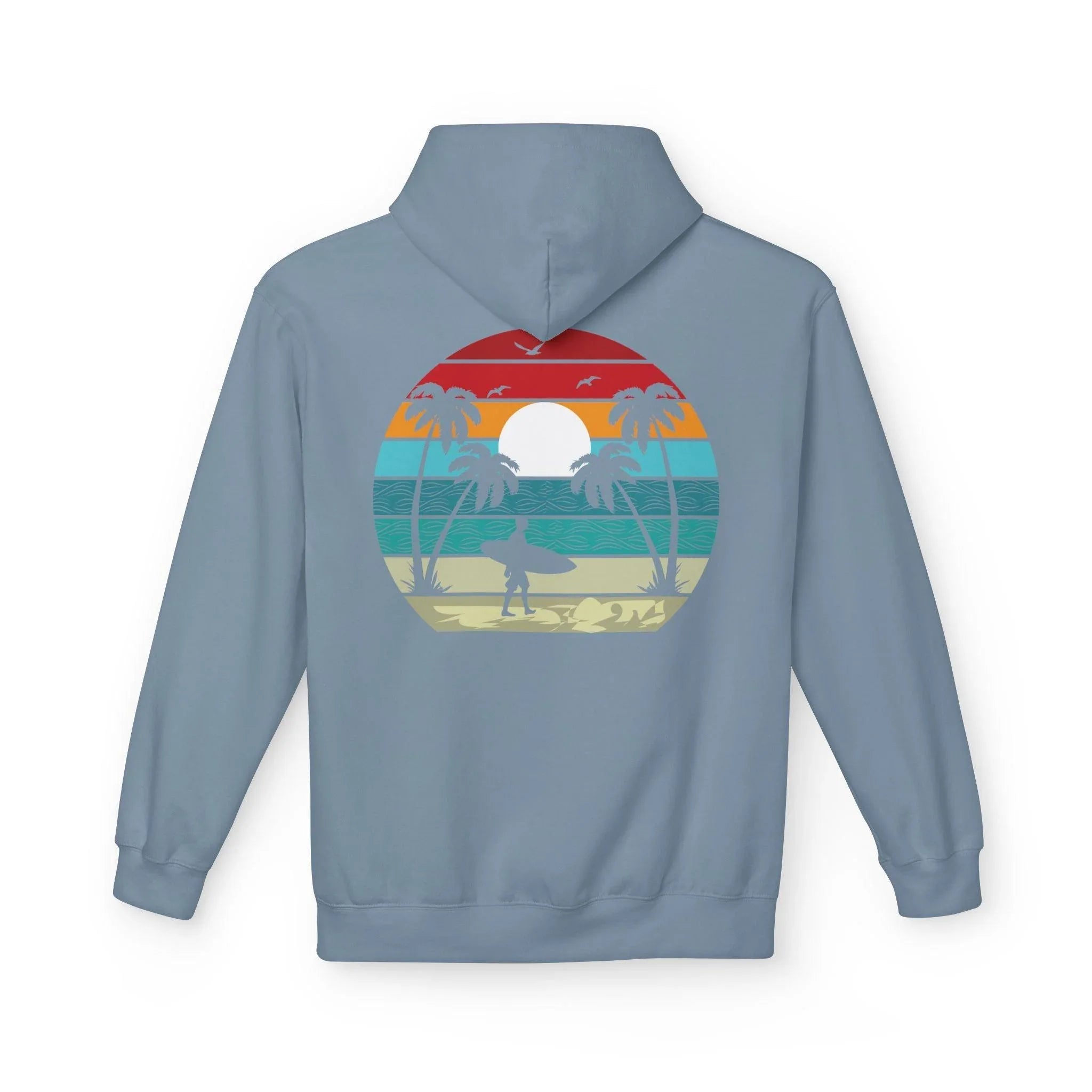 Classic Coastal Vibes Fleece Hoodie - Retro Surfer Style for Ultimate Comfort