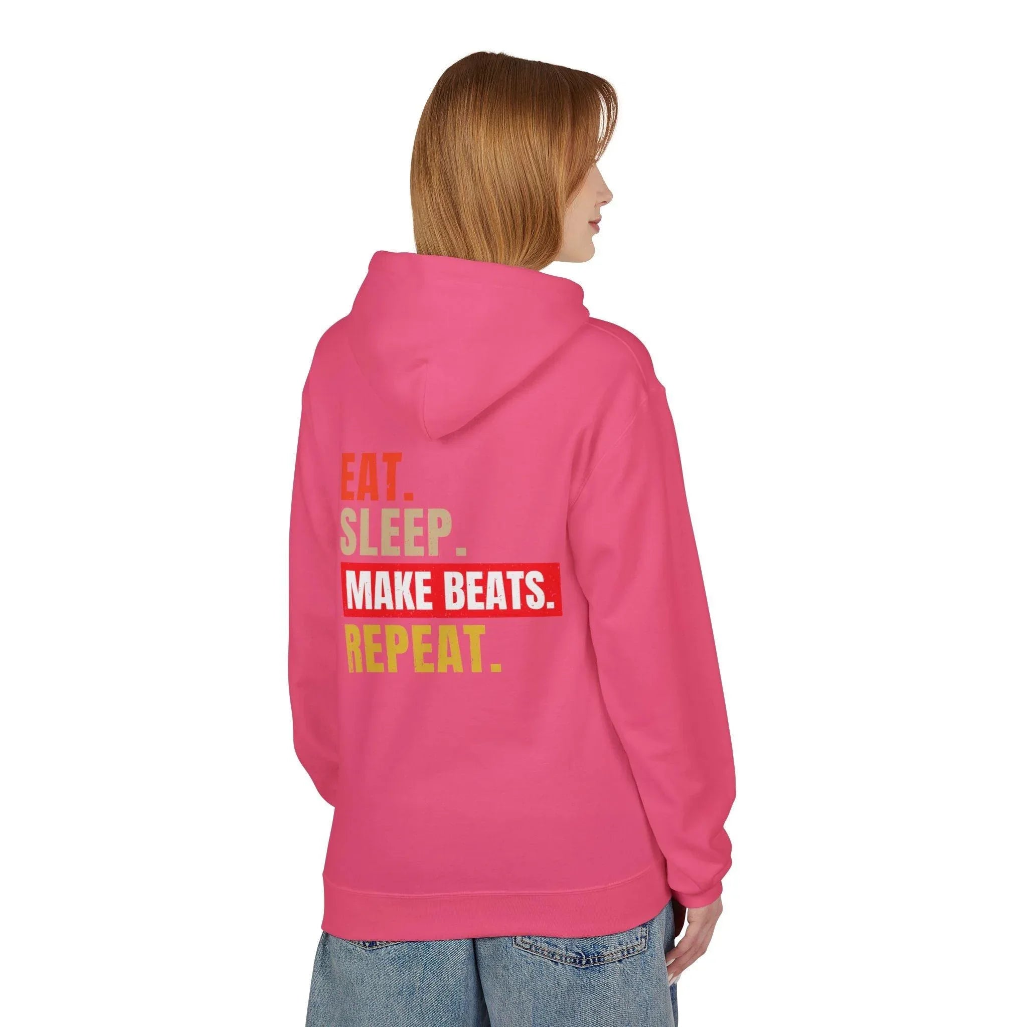 Cozy Music Producer Hoodie: 'Eat. Sleep. Make Beats. Repeat' Fleece Design