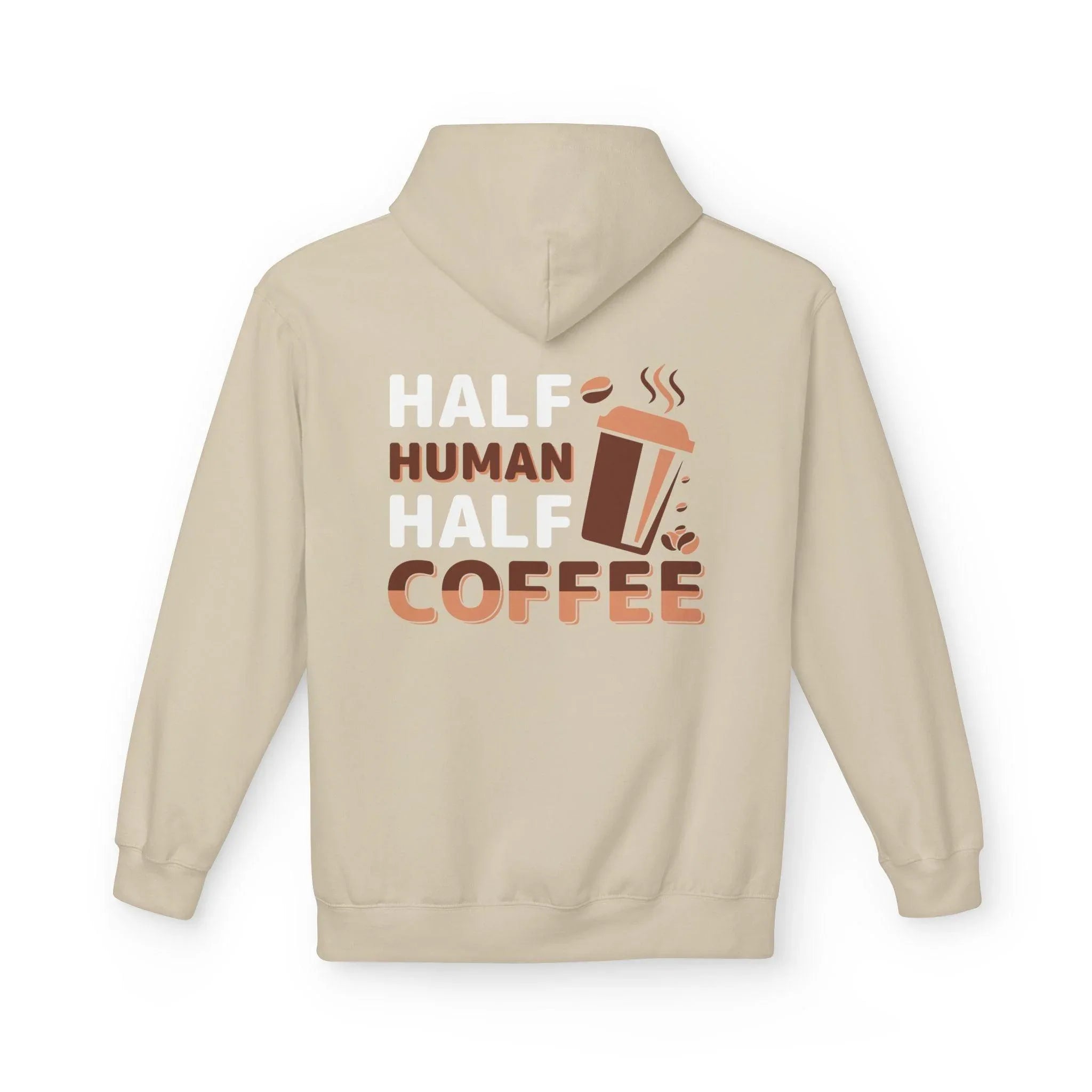 Cozy Coffee Lover's Fleece Hoodie: Half Human, Half Brewed Bliss