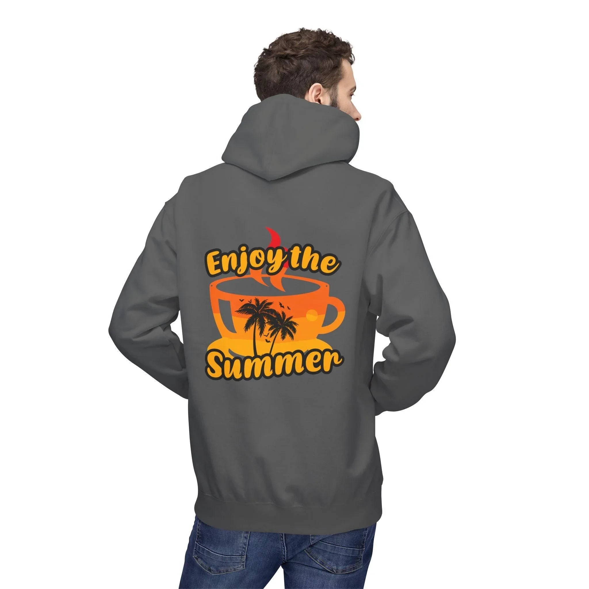 Cozy "Summer Vibes" Coffee Fleece Hoodie for Ultimate Comfort and Style