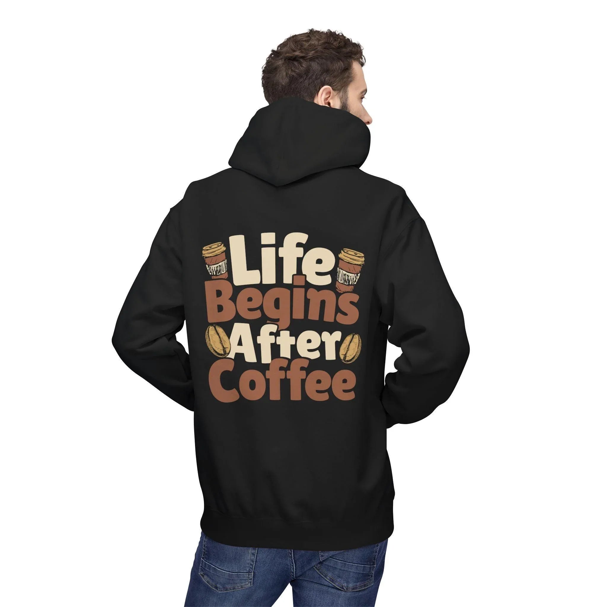 Cozy Life Begins After Coffee Fleece Pullover Hoodie