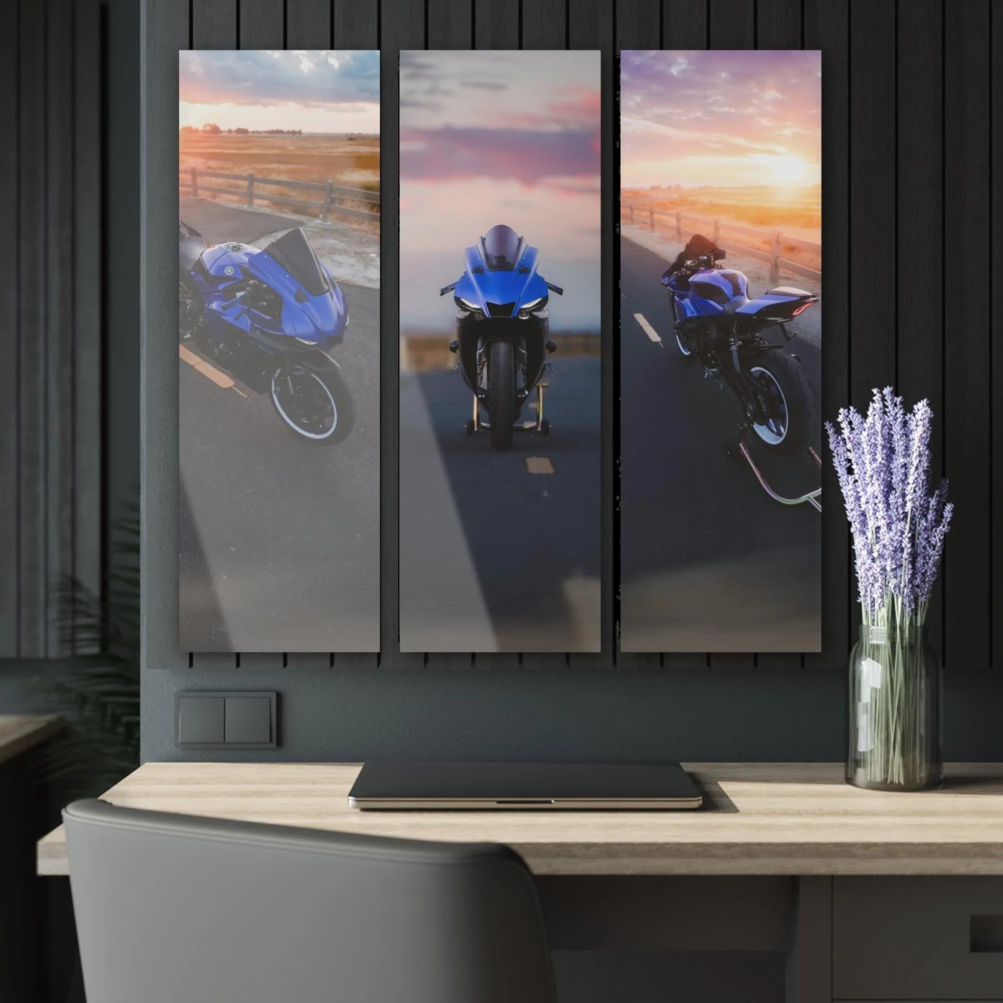 Yamaha R1 3-Piece Acrylic Wall Art #001 for Motorcycle Lovers