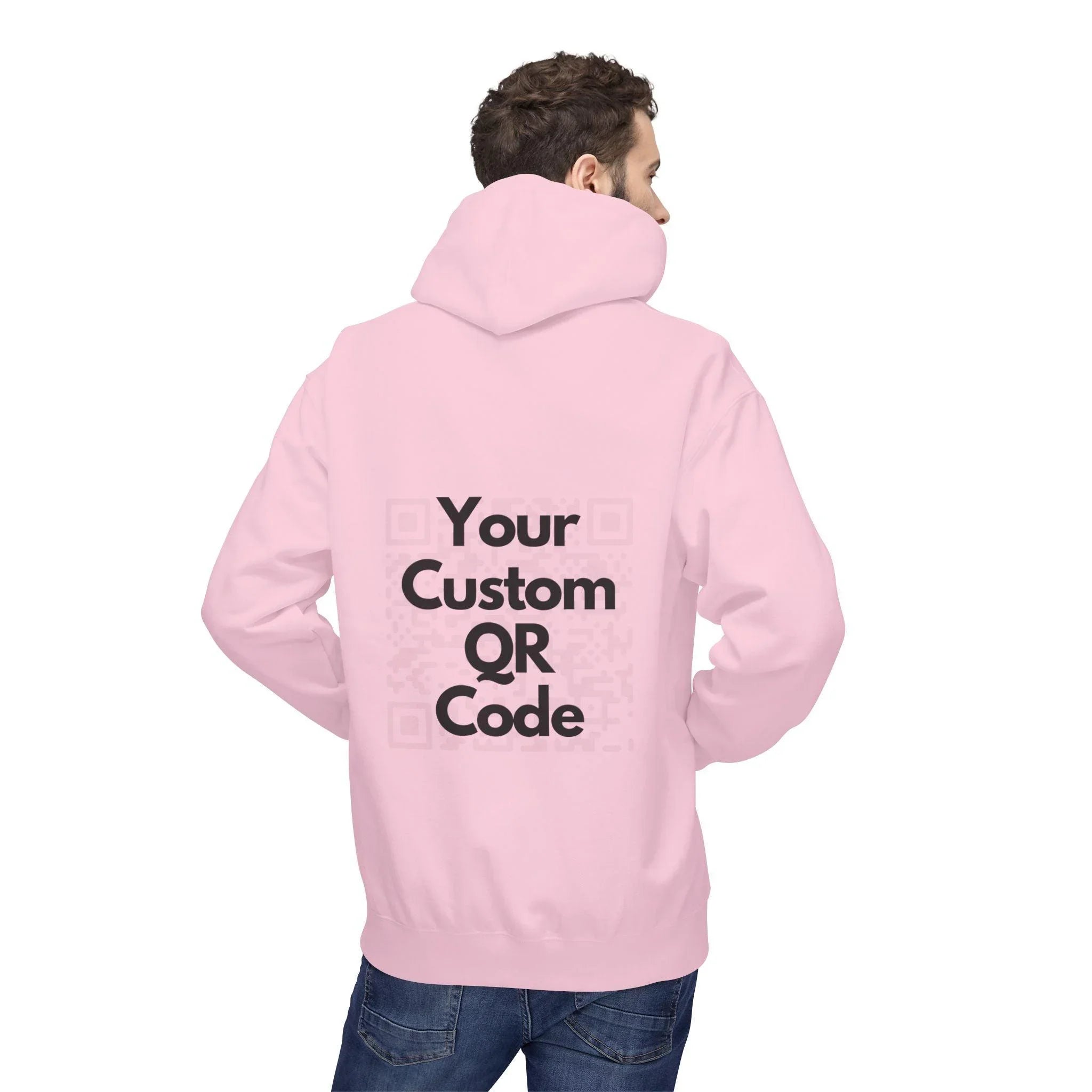 Customizable QR Code Fleece Hoodie for Social Media Engagement