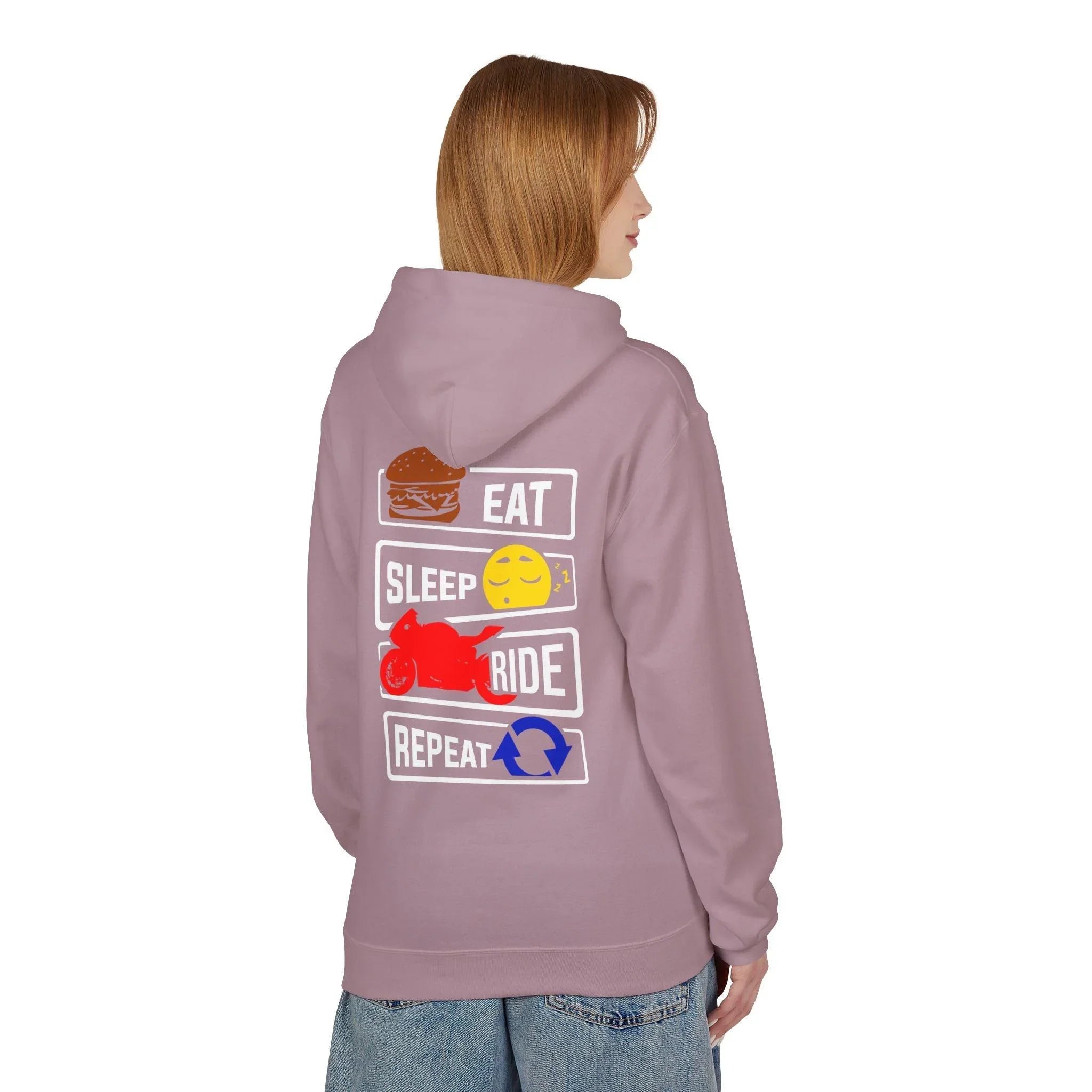Ride in Style: Eat, Sleep, Repeat Premium Fleece Hoodie