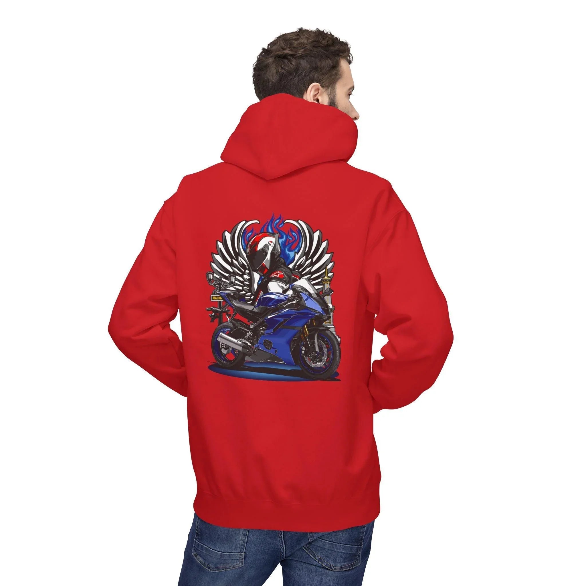 Yamaha R6 Winged Biker Fleece Hoodie - Ultimate Comfort for Motorcycle Lovers