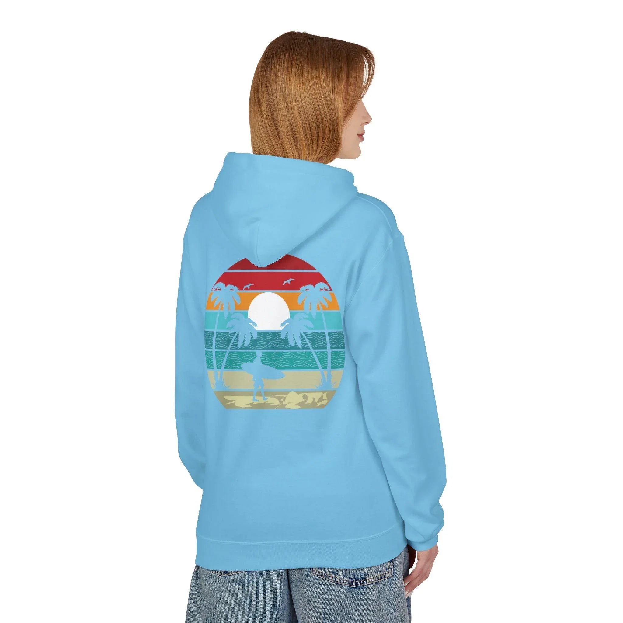 Classic Coastal Vibes Fleece Hoodie - Retro Surfer Style for Ultimate Comfort