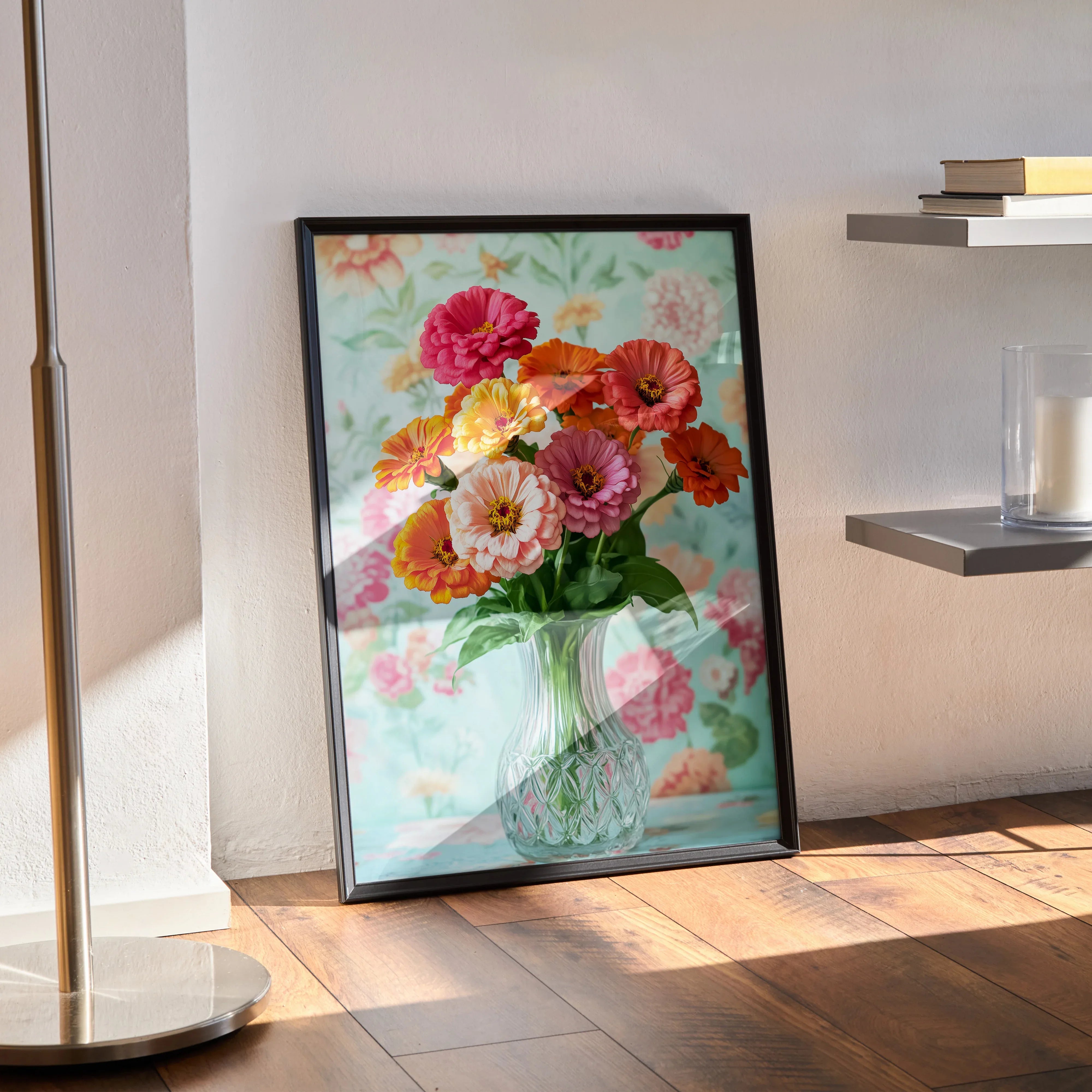 Vibrant Floral Digital Art Poster for Home Decor | Vertical - Throttle Designs