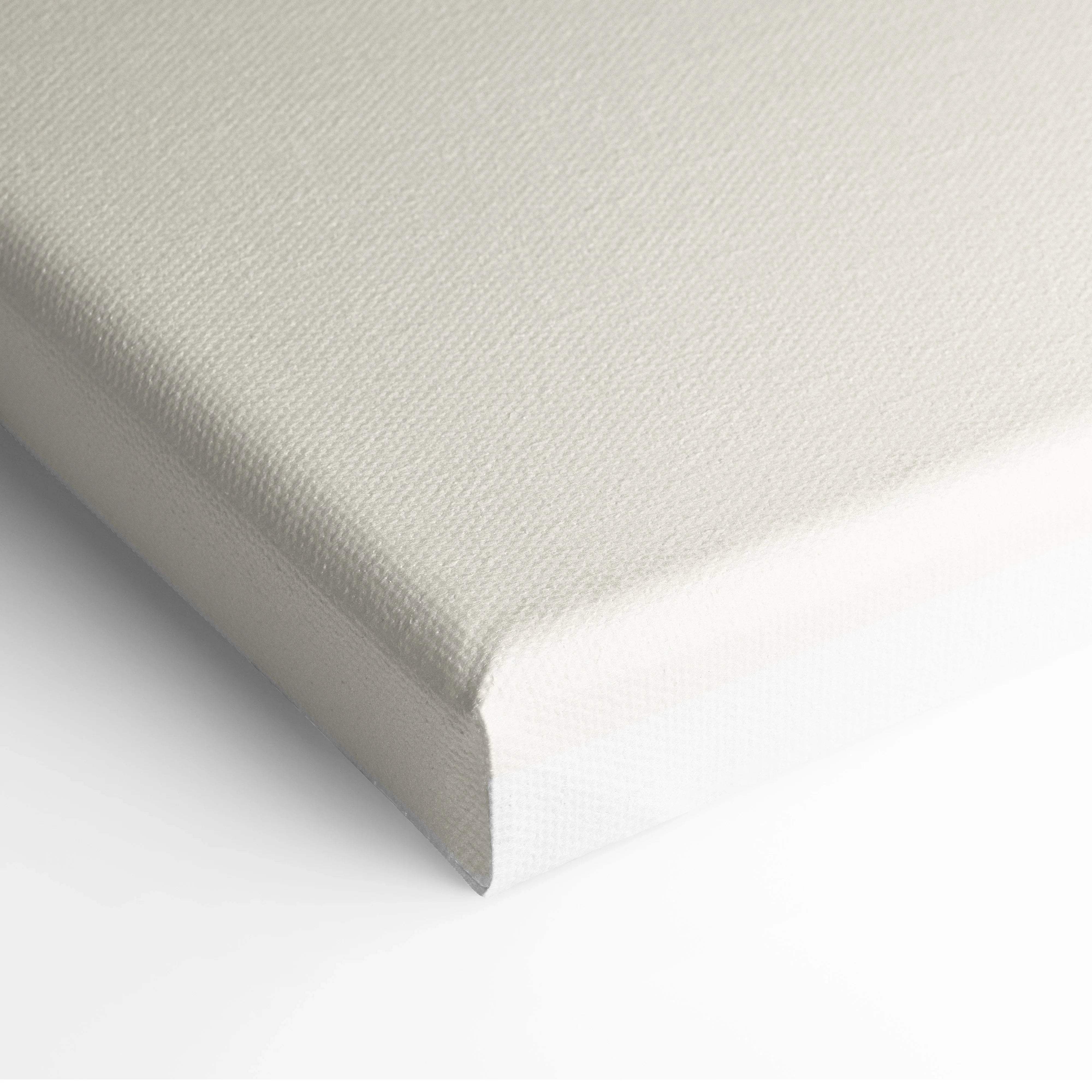 Back of beige textured canvas with white backing in muted teal terracotta blush cream botanical line art
