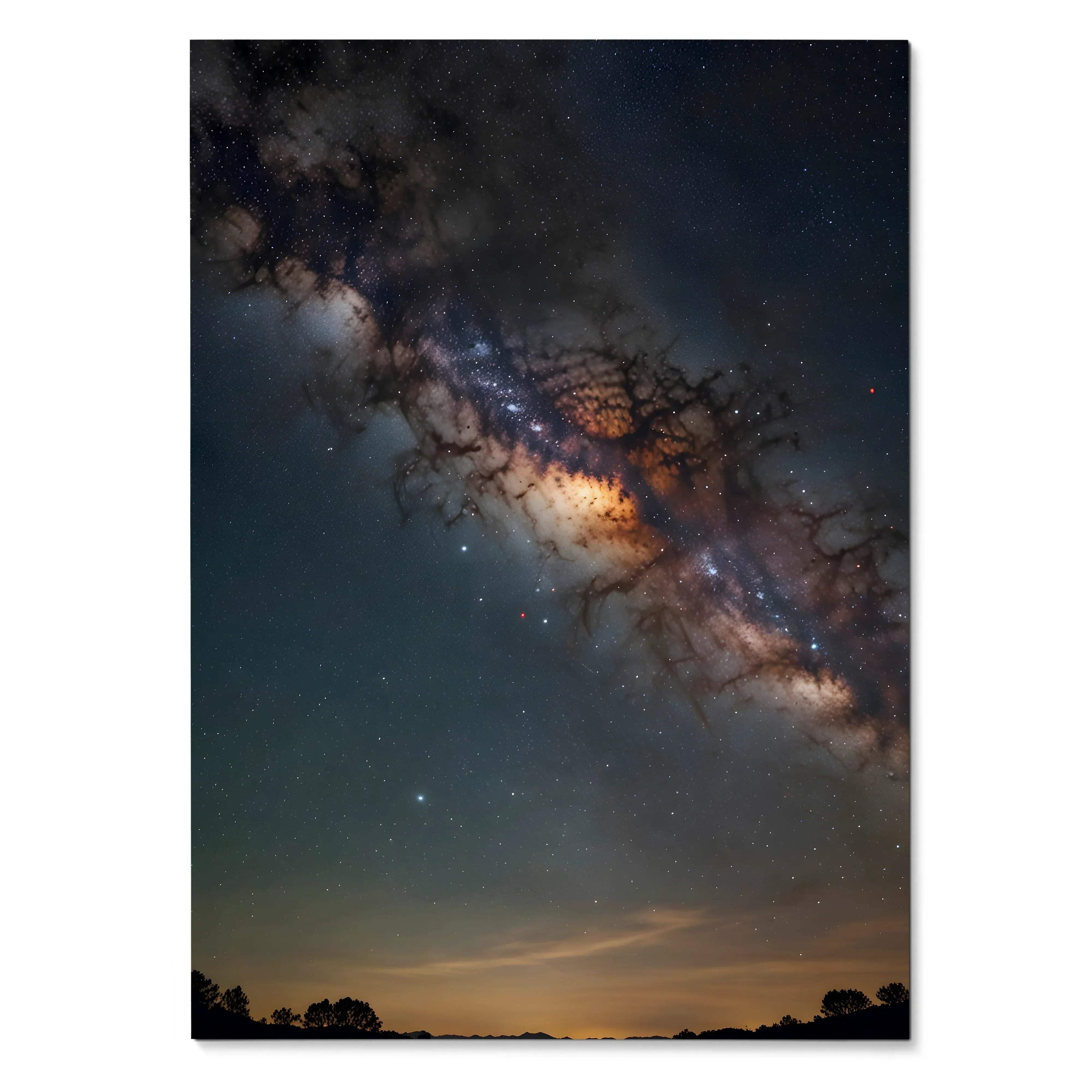 Vertical night sky digital art poster with stars and Milky Way galaxy, wall art print.