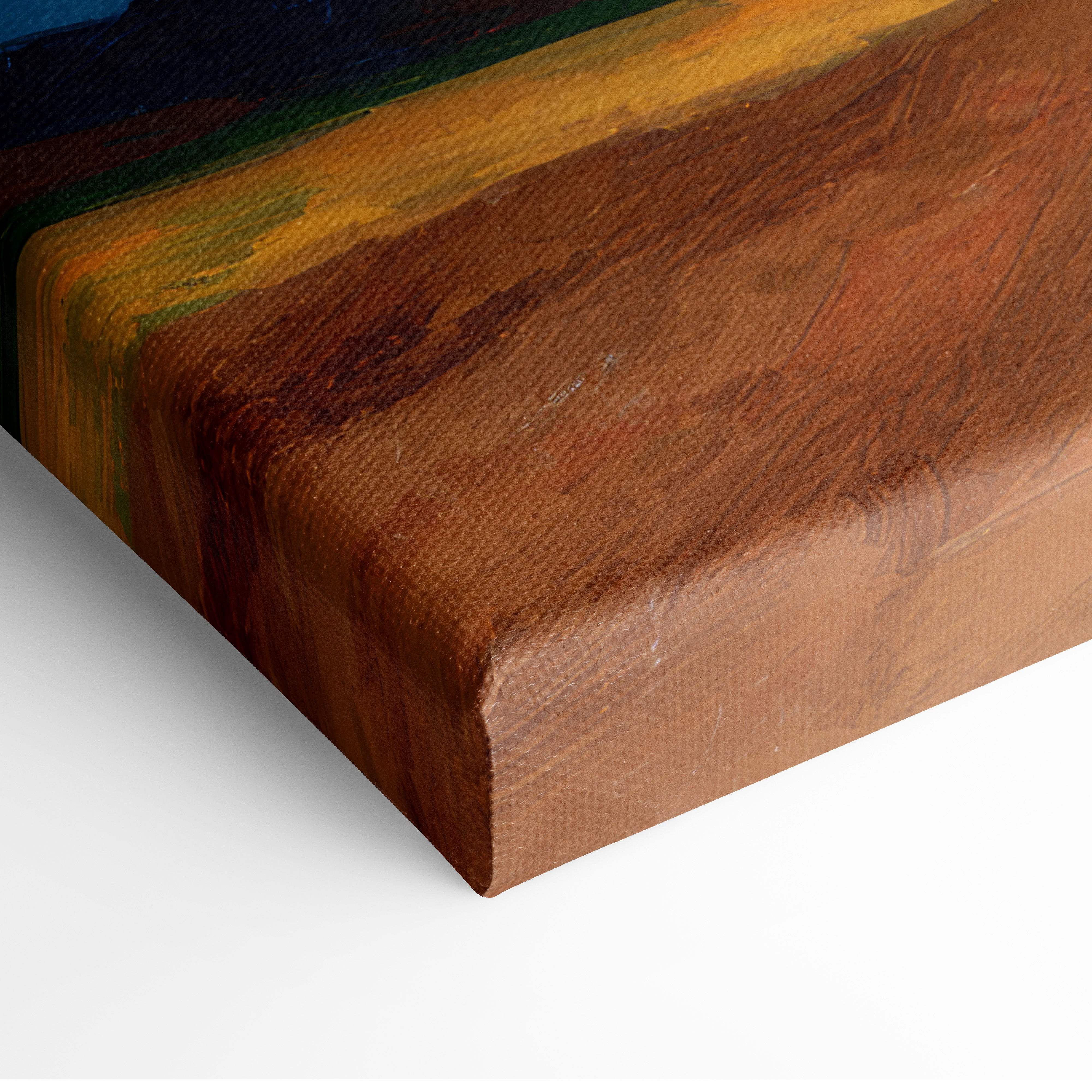 Lightning storm over desert canvas wall art with warm earthy tones and textured brushstrokes for rustic decor
