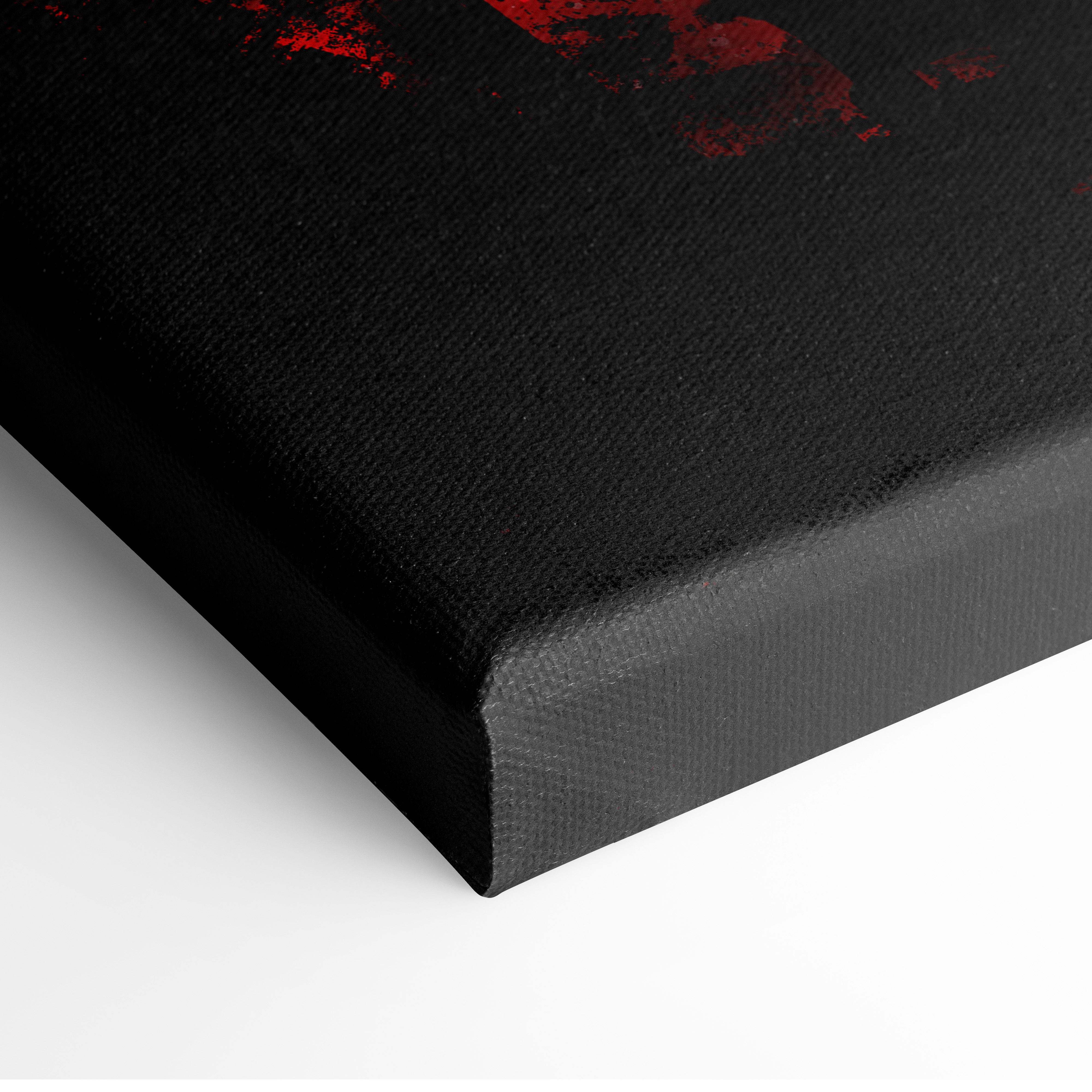 Black canvas art with textured surface and bold red splatter design blood moon ronin dark samurai digital painting
