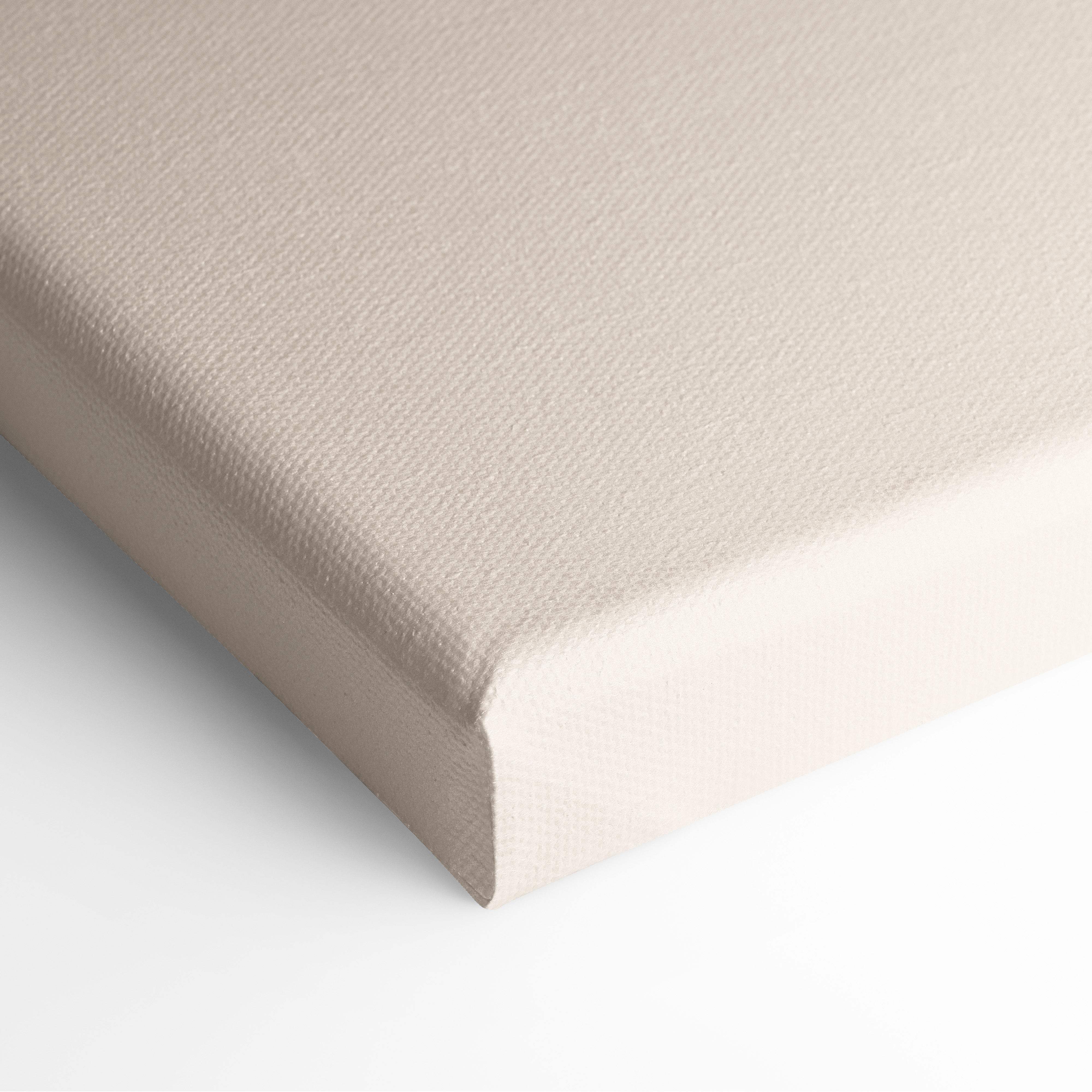Beige canvas with textured woven surface and finished edges for minimalist abstract mountain wall art print